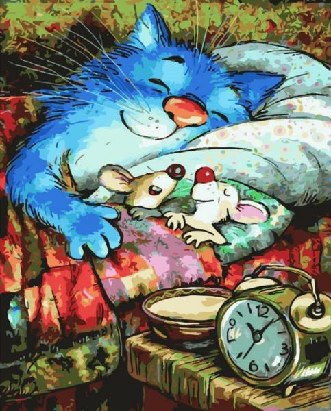 Картина по номерам Strateg Животные Спокойной ночи в термопакете 40х50 см (SY6349-mt)