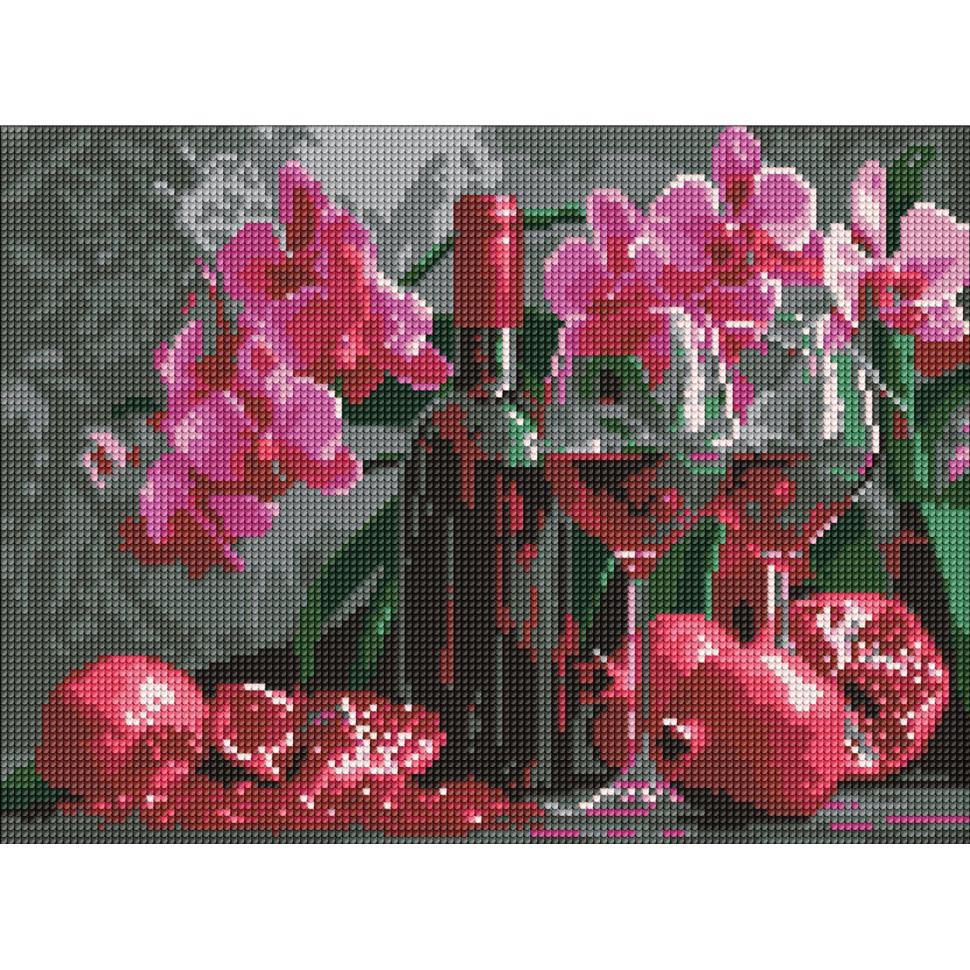 Алмазна мозаїка Ideyka Вино та орхідеї AMO8118 30х40 см (RLT52191)