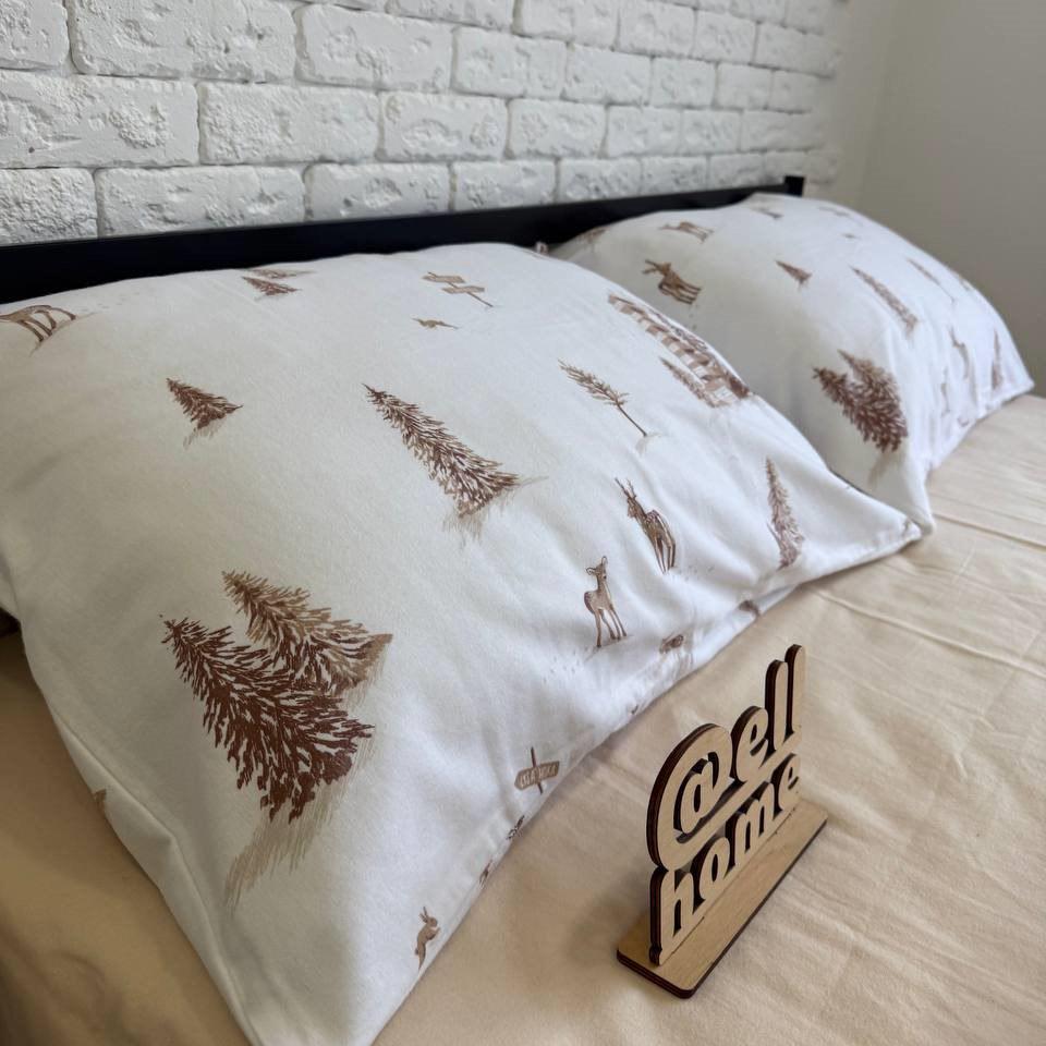 Комплект постельного белья Ell Home фланель на резинке двуспальный наволочки 50x70 см/70x70 см Альпийский лес/Бежевый (29337820) - фото 3 Комплект постельного белья Ell Home фланель на резинке двуспальный наволочки 50x70 см/70x70 см Альпийский лес/Бежевый (29337820) - фото 3