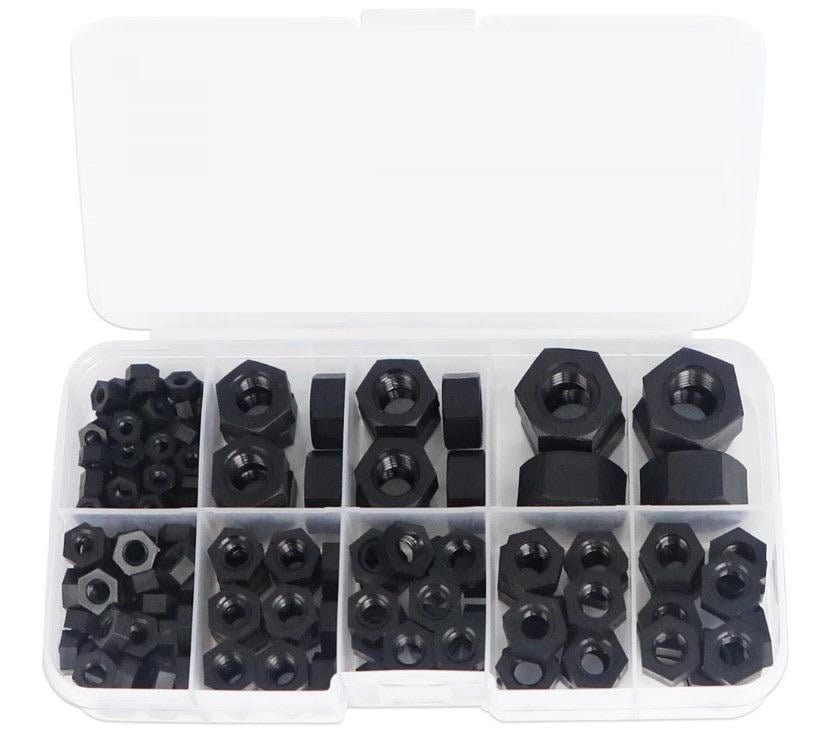 Гайки нейлонові M3/M4/M5/M6/M8/M10 DIN 934 Spec 178 шт. (SP-0678178)