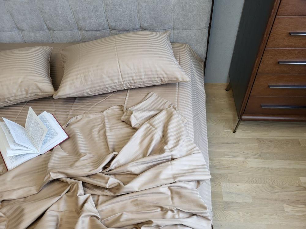 Комплект постільної білизни Stripe LUX 1/1 см євро/наволочки 50х70/70х70 см Beige Tone (3898)