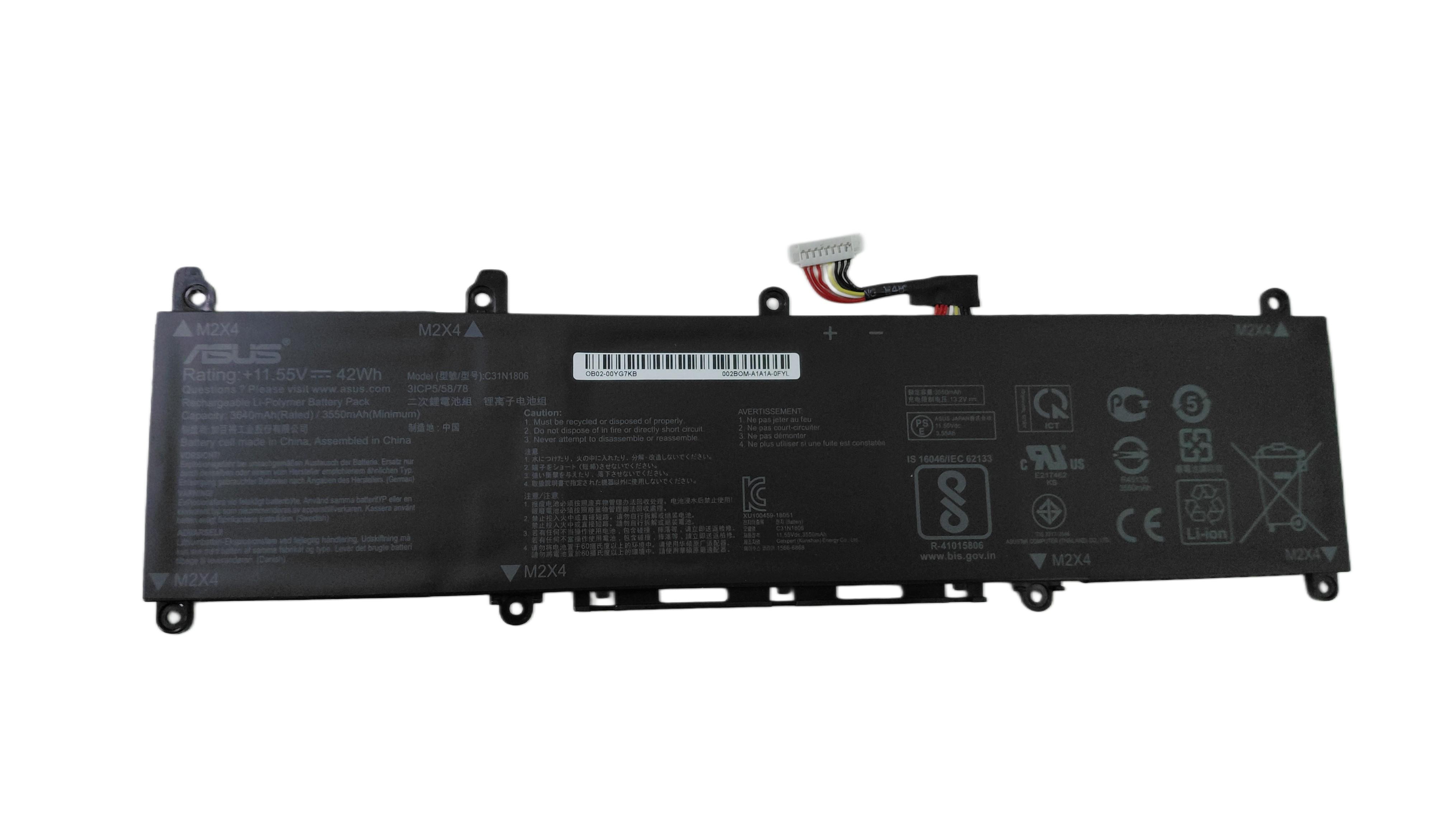 Акумулятор для ноутбука Asus C31N1806 Vivobook S13 S330UA 11,55V 3640 mAh OEM Black Акумулятор для ноутбука Asus C31N1806 Vivobook S13 S330UA 11,55V 3640 mAh OEM Black