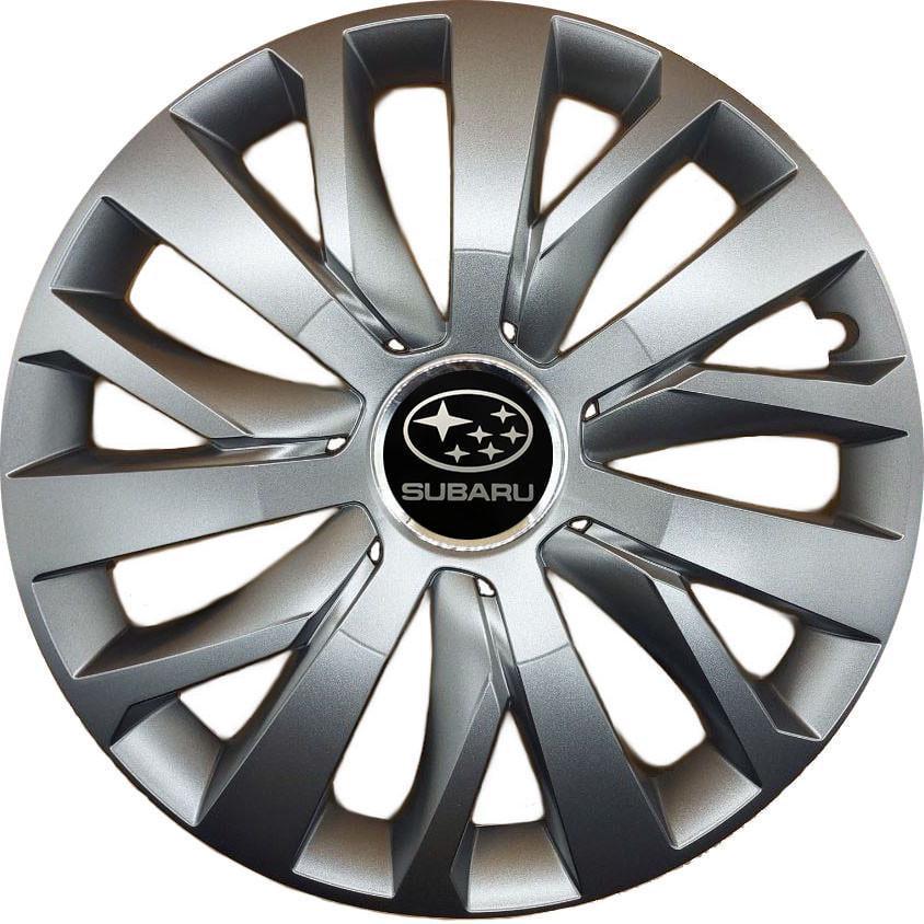 Колпаки SJS 345 с логотипом Subaru R15 4 шт. Серебристый (2654556139)