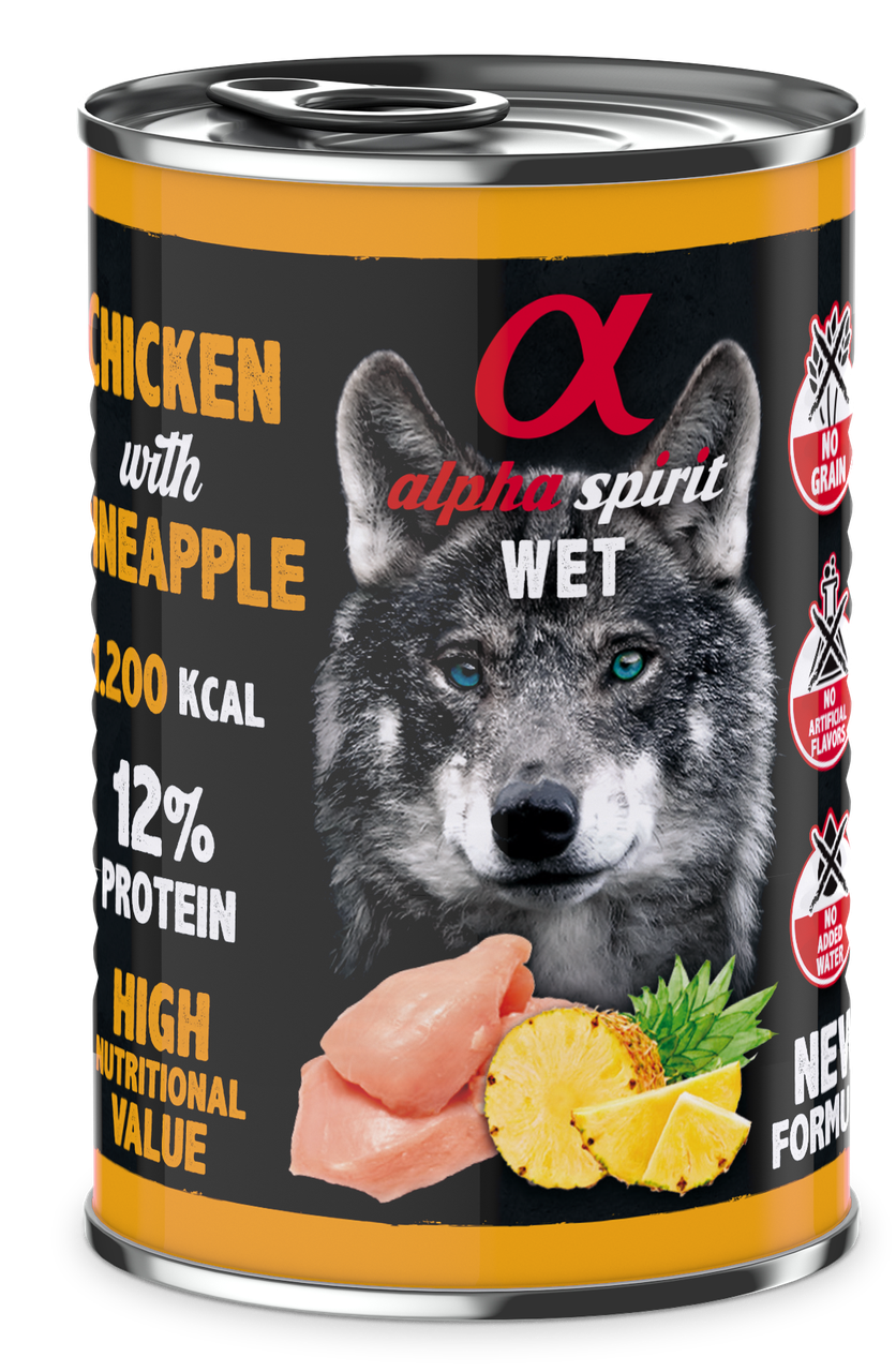 Корм влажный Alpha Spirit Chicken with Pineapple с курицей и ананасами для взрослых собак 400 г (as969992)