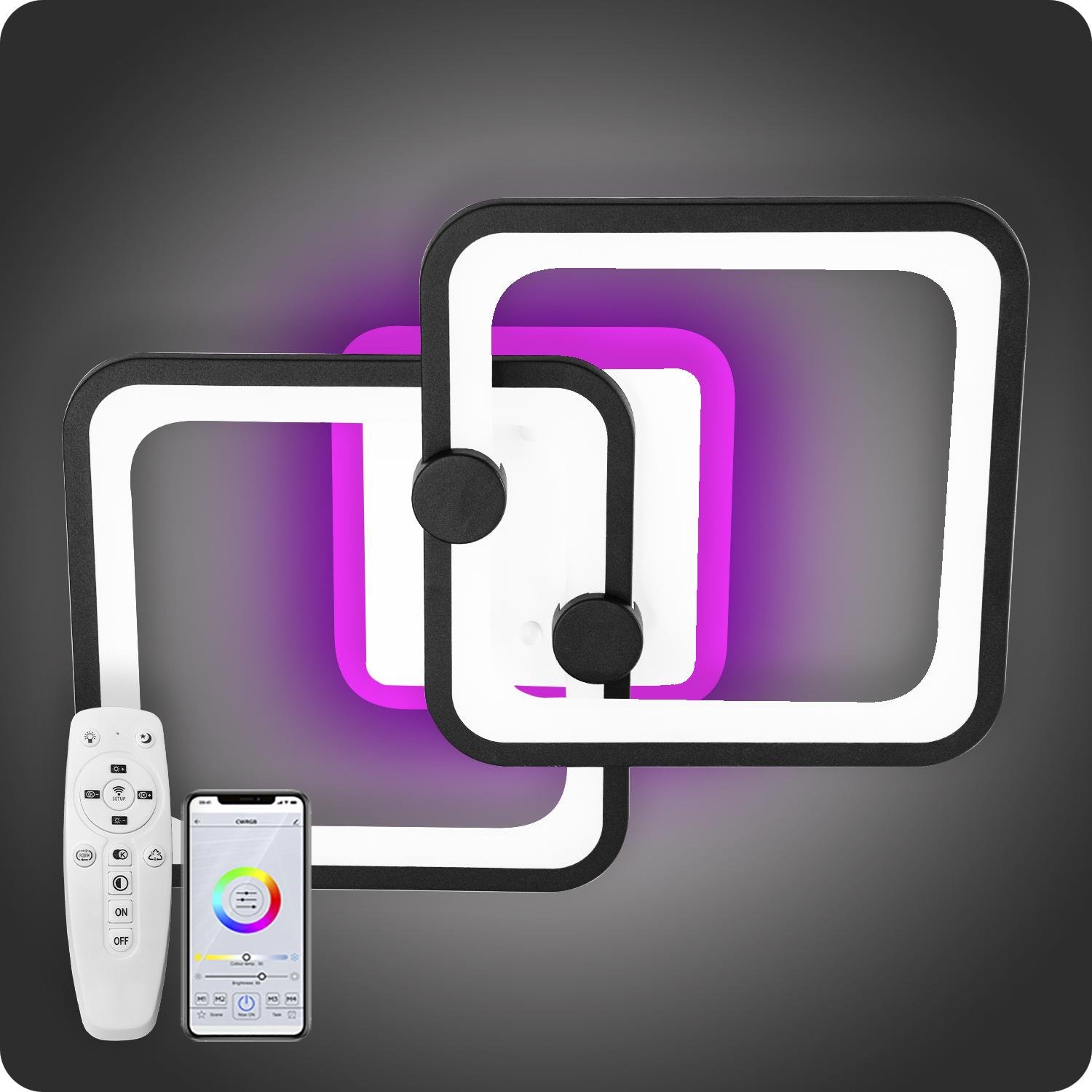 Люстра світлодіодна 517 Dlight 3color з пультом 55 Вт Чорний (02058) - фото 2 Люстра світлодіодна 517 Dlight 3color з пультом 55 Вт Чорний (02058) - фото 2