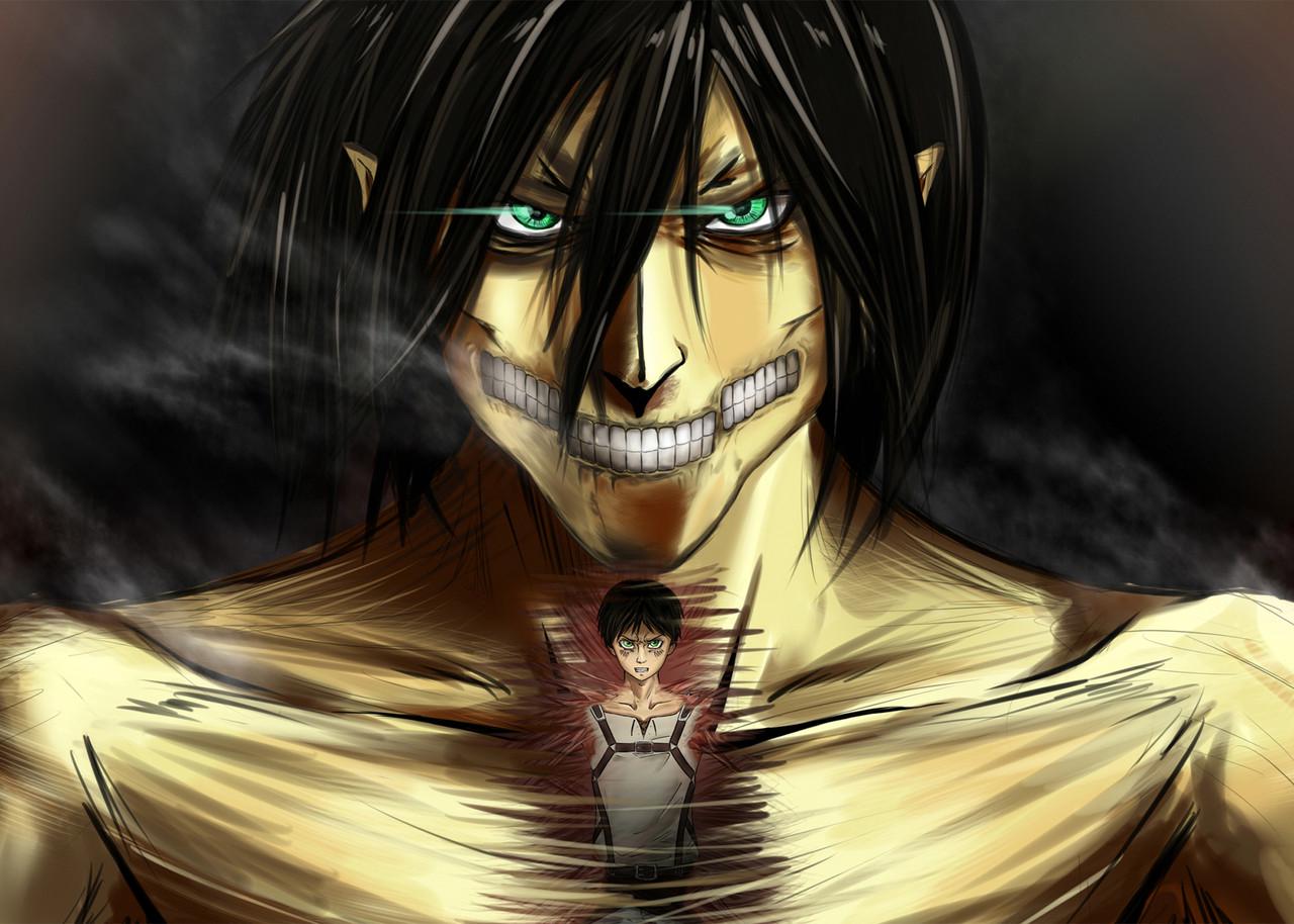 Картина постер Gee! Attack on Titan Атака титанов Эрен гигант 60x40 см AT 09.074