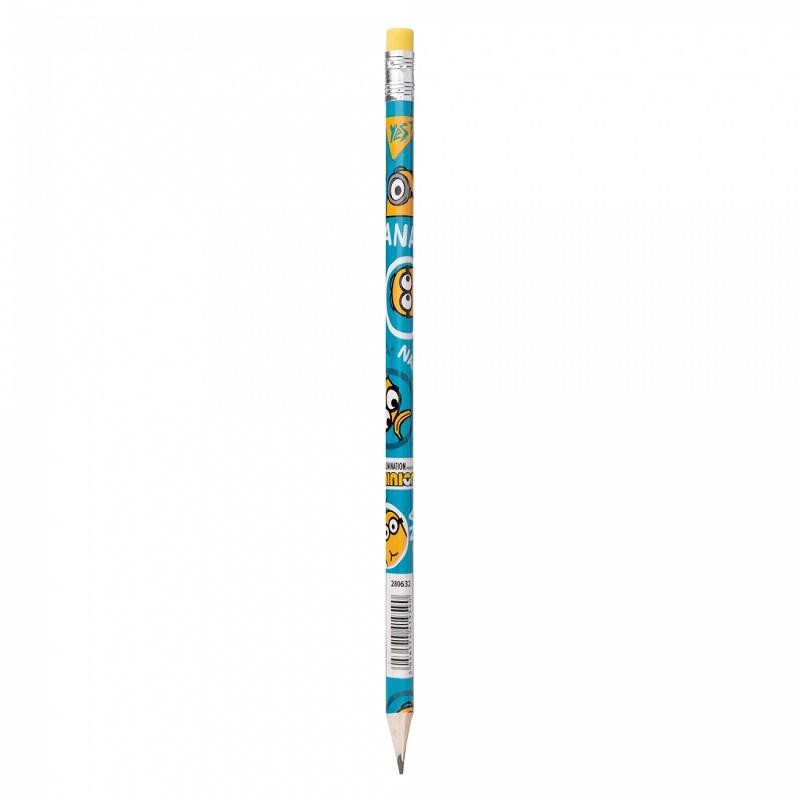 Карандаш чернографитный YES чернографитный Minions треугольный с резинкой НВ (280632)