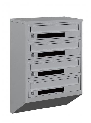 Почтовый ящик Галиндустрия Е1-04-C металлический многосекционный на 4 квартиры Серый (132-119-000004741)