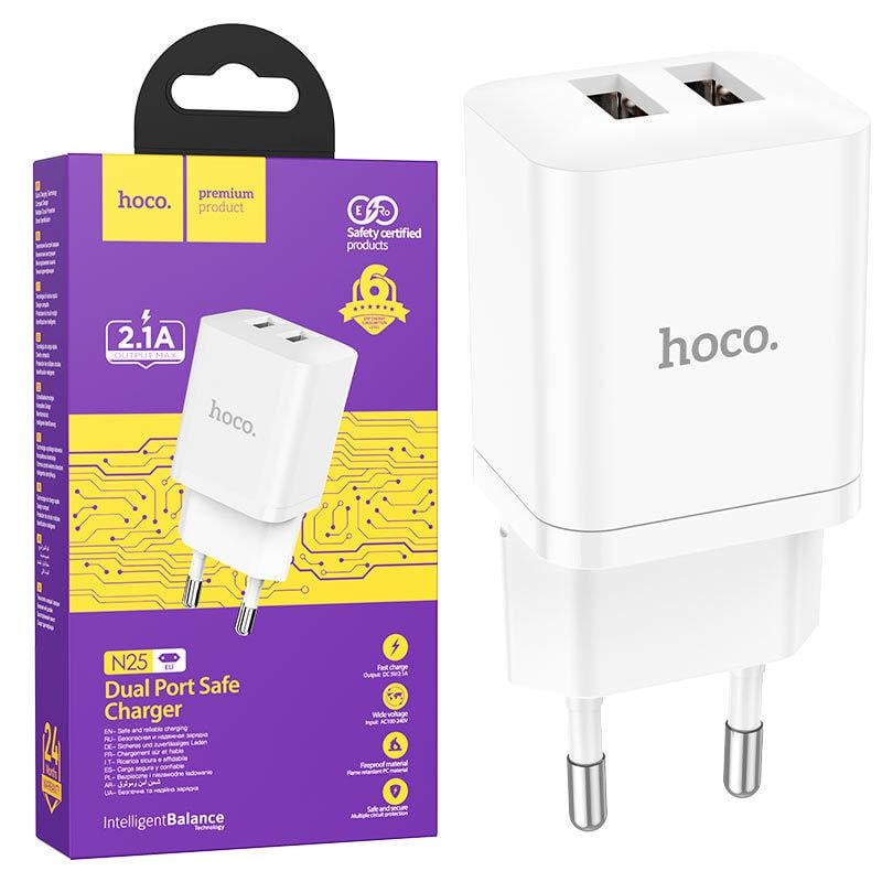 Устройство зарядное Hoco N25 2 USB/2,1A White (36689)
