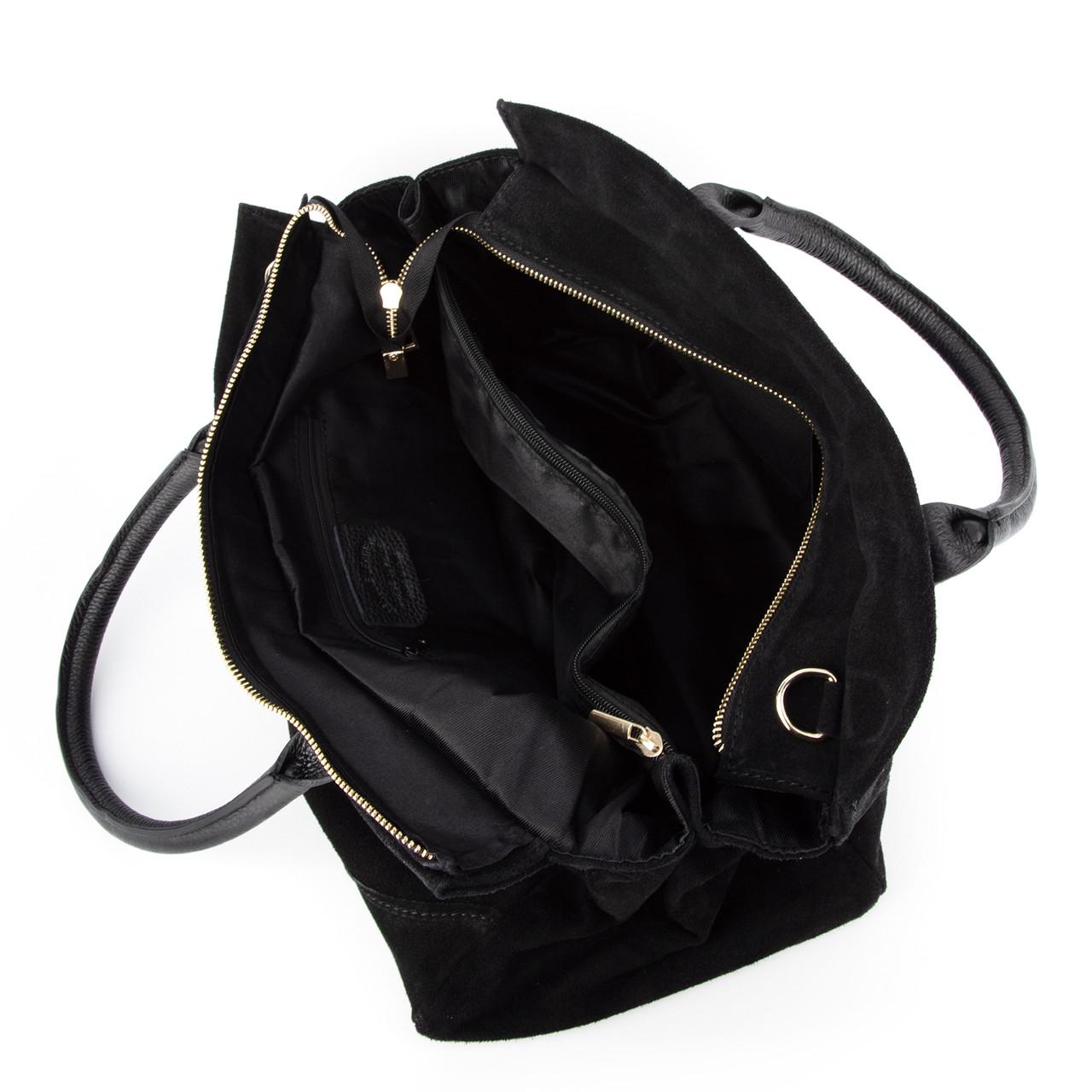 Сумка шопер жіноча замшева Virginia Conti 04108 Чорний (2792720617) - фото 4 Сумка шопер жіноча замшева Virginia Conti 04108 Чорний (2792720617) - фото 4