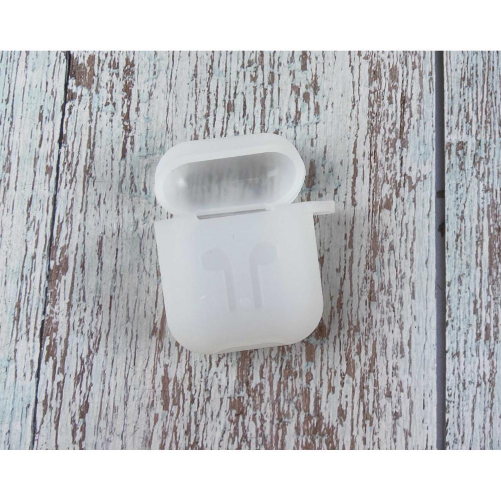 Силиконовый чехол с карабином для наушников AirPods 2 Прозрачно-белый Силиконовый чехол с карабином для наушников AirPods 2 Прозрачно-белый