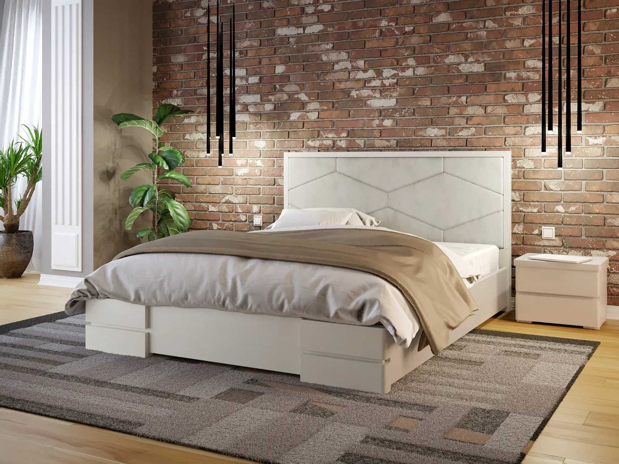 Кровать двуспальная Arbor Drev Севилья дерево сосна с подъемным механизмом 160х200 см Белый (49678)