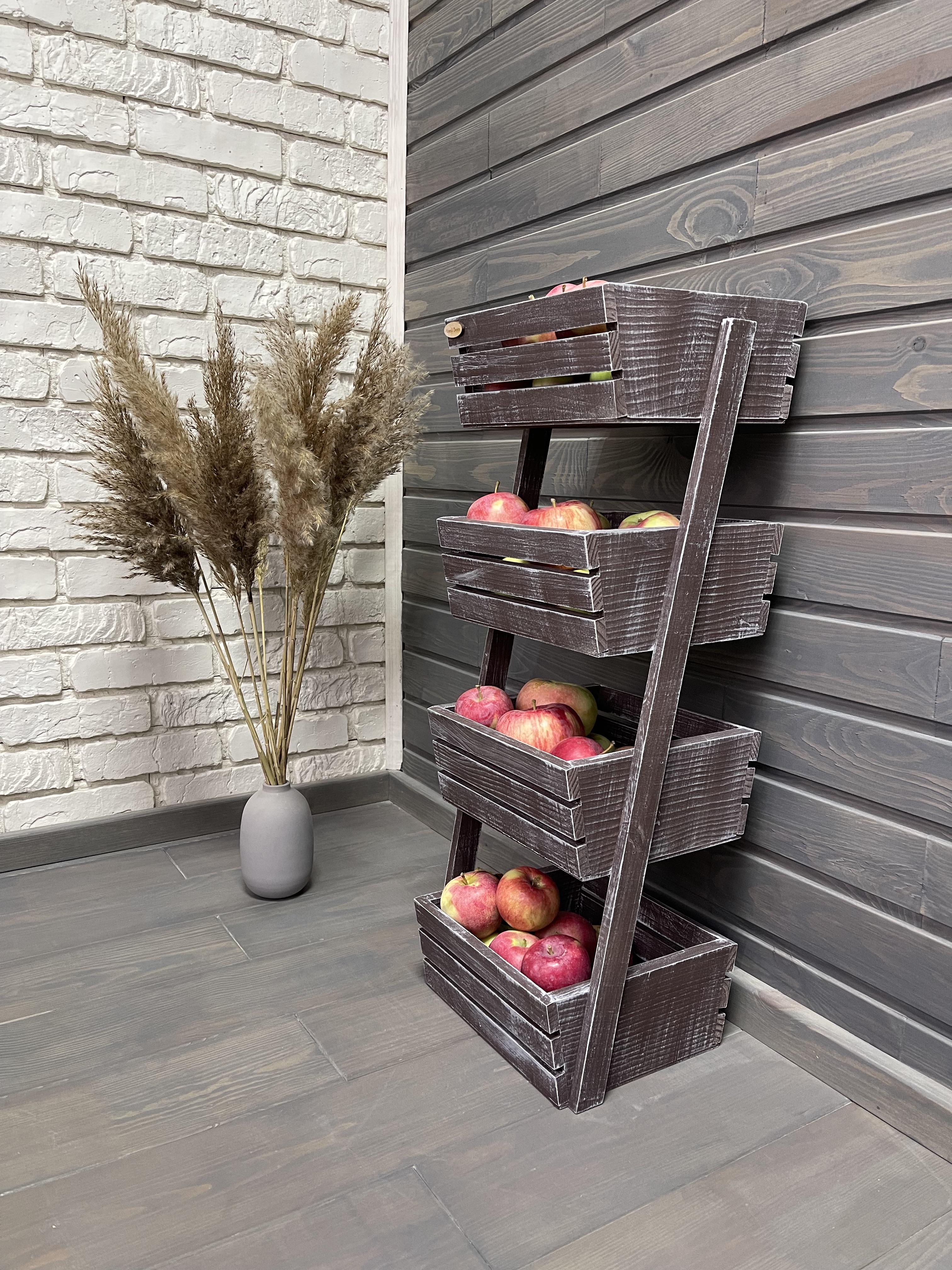 Ящик-фруктовница деревянная 4 яруса Коричневий (174) - фото 2