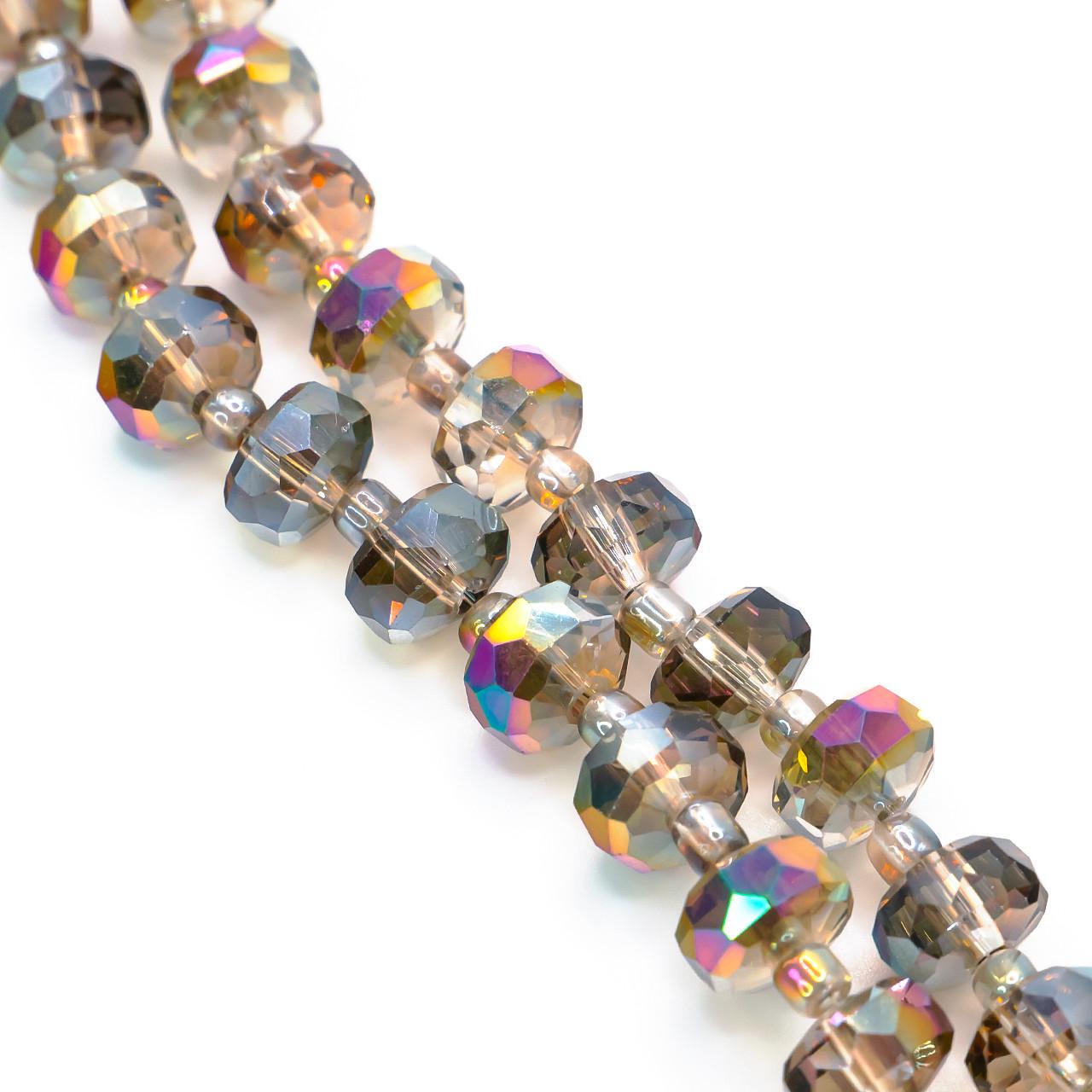 Бусины Хрусталь рондель с бисером 5х8 мм и 2х4 мм 75 см по 96 шт. Разноцветный (БС0508а52)