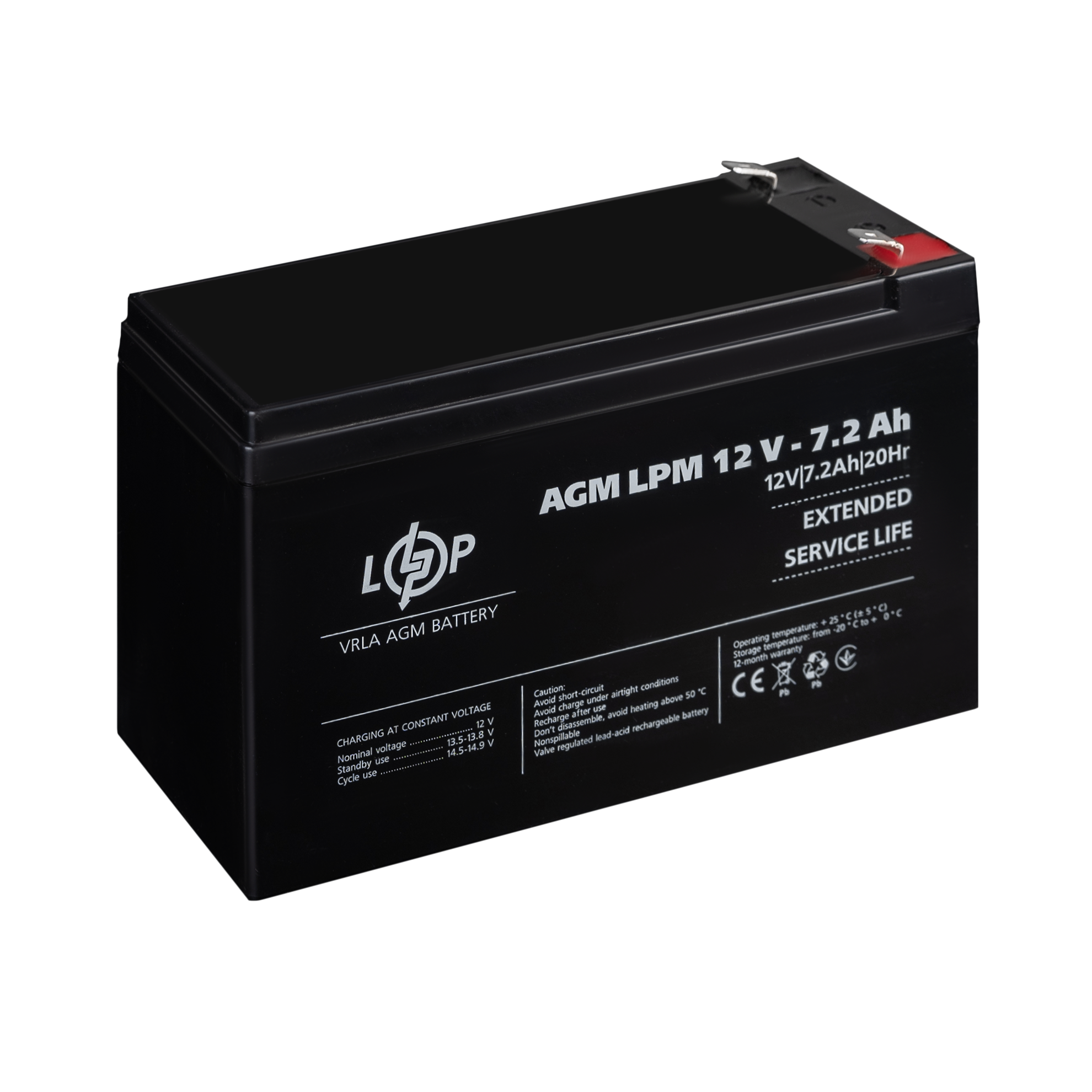 Аккумулятор AGM LPM 12V 7,2 Ah - фото 3