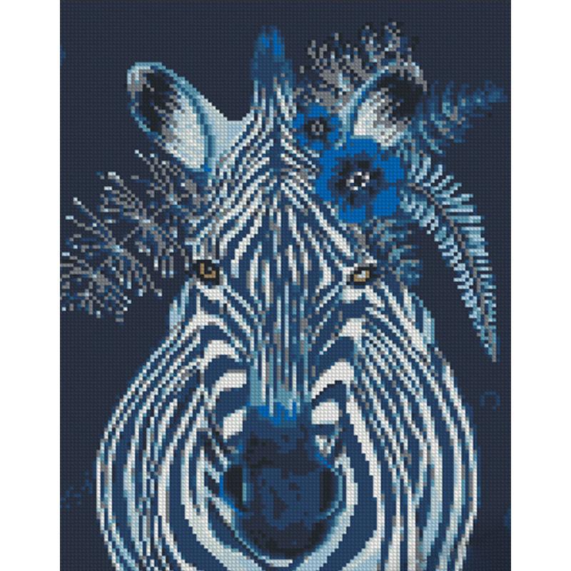 Алмазная мозаика на подрамнике Strateg Премиум Зебра с цветами 30x40 см (Str-KB073)