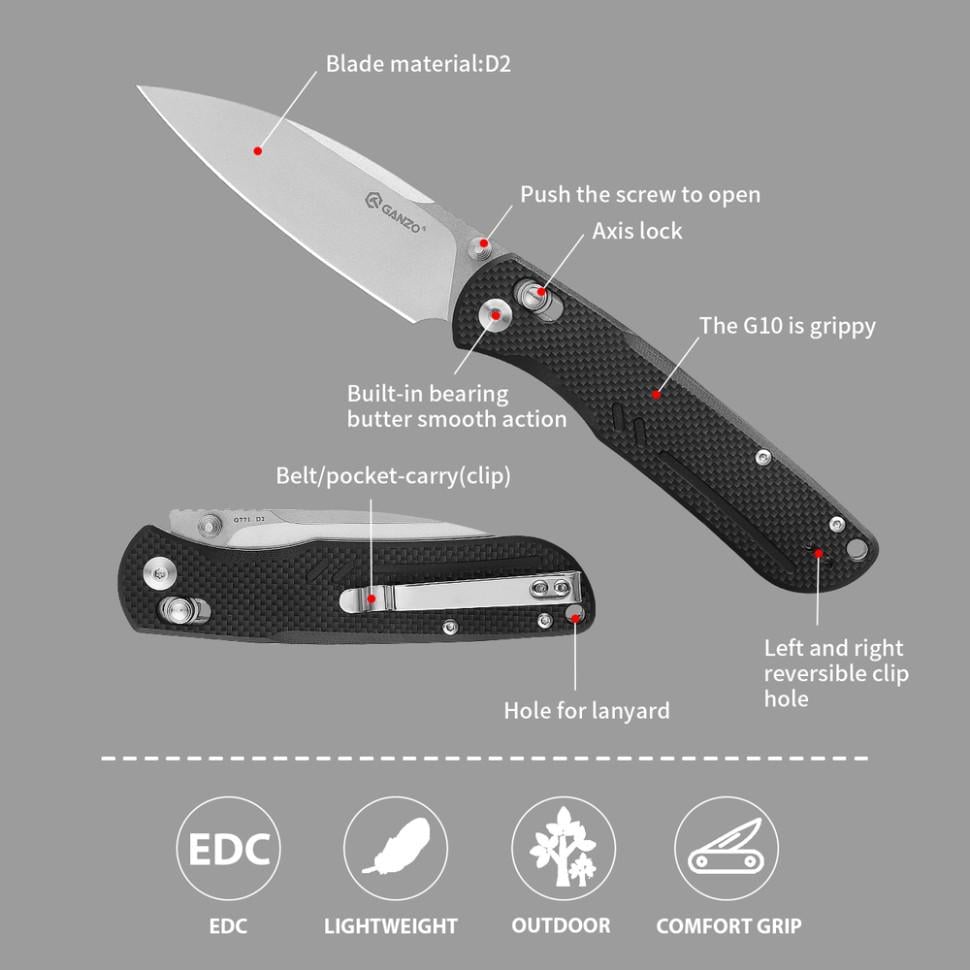 Нож складной Ganzo G771 Axis Lock Black (G771-BK) - фото 5 Нож складной Ganzo G771 Axis Lock Black (G771-BK) - фото 5