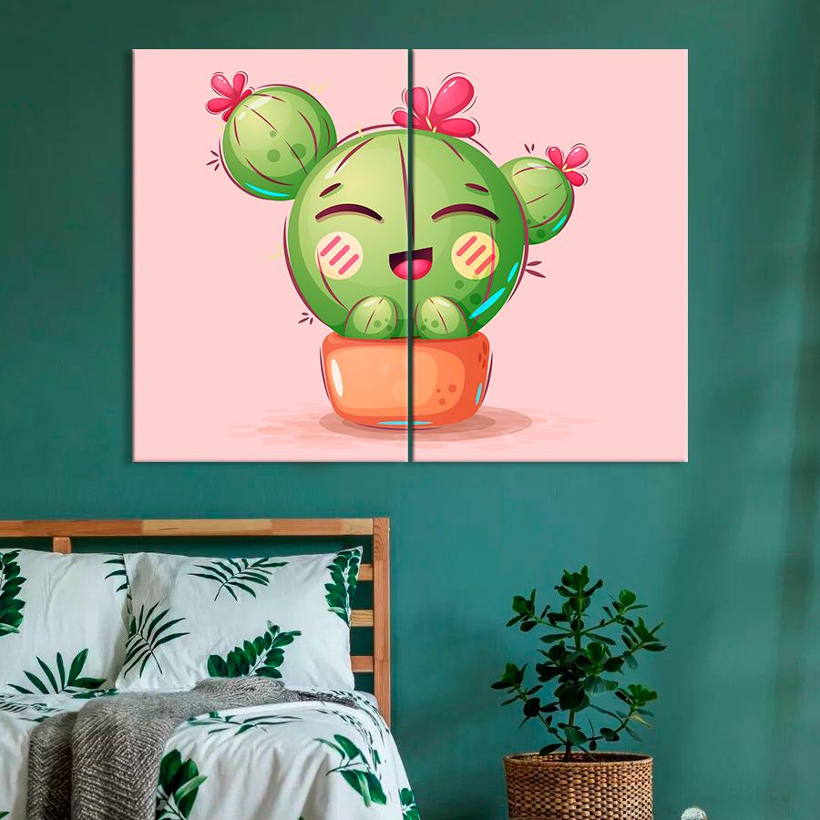 Картина в детскую комнату Мультяшный кактус 111x81 см (A1441-2)