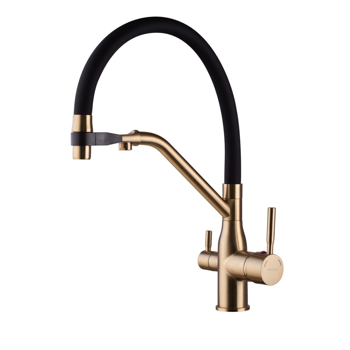 Смеситель кухонный MIXXUS Premium Gravity 021 двухрычажный Золотой матовый (37461864) Смеситель кухонный MIXXUS Premium Gravity 021 двухрычажный Золотой матовый (37461864)