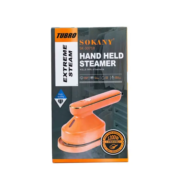 Утюг компактный для сухого и влажного глажения Sokany SK-3071 с резервуаром 125 мл на 1200 Вт Оранжевый (147-107- SK-3071R ) - фото 5 Утюг компактный для сухого и влажного глажения Sokany SK-3071 с резервуаром 125 мл на 1200 Вт Оранжевый (147-107- SK-3071R ) - фото 5