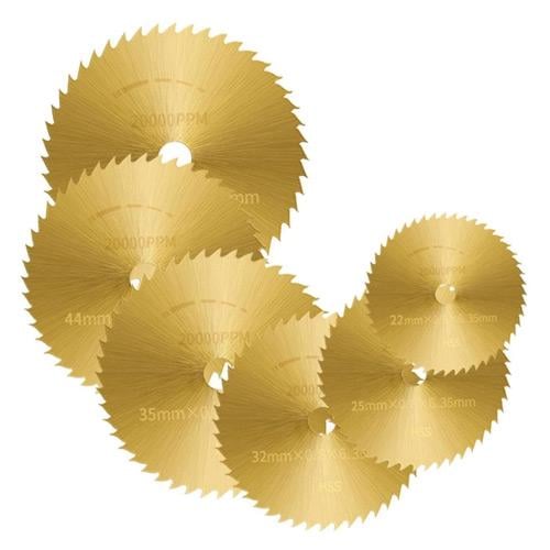 Набір відрізних кругів дискових пил і 2 тримачі 22-50 мм HSS 6 шт. Gold (928113) Набір відрізних кругів дискових пил і 2 тримачі 22-50 мм HSS 6 шт. Gold (928113)