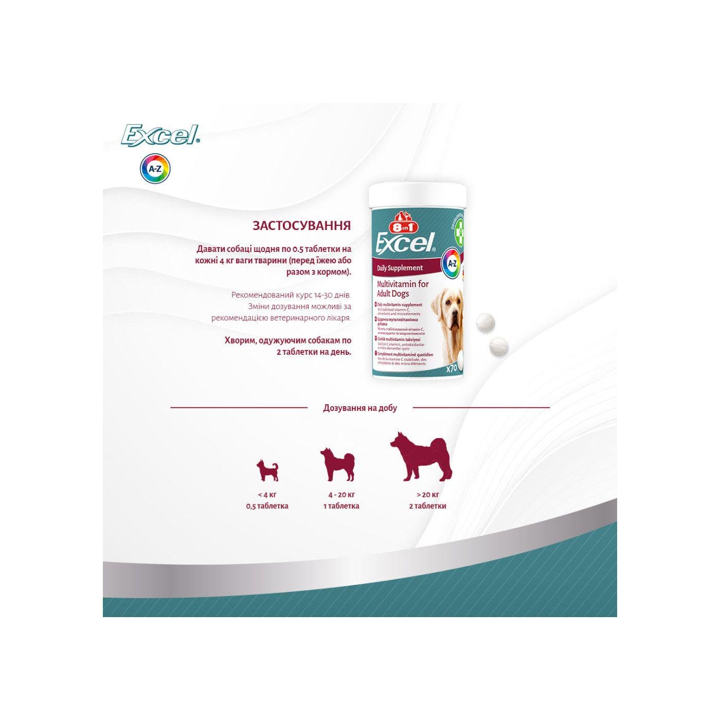 Вітаміни для дорослих собак 8in1 Excel Multi Vitamin мультивітамін 70 шт. (661821) - фото 3