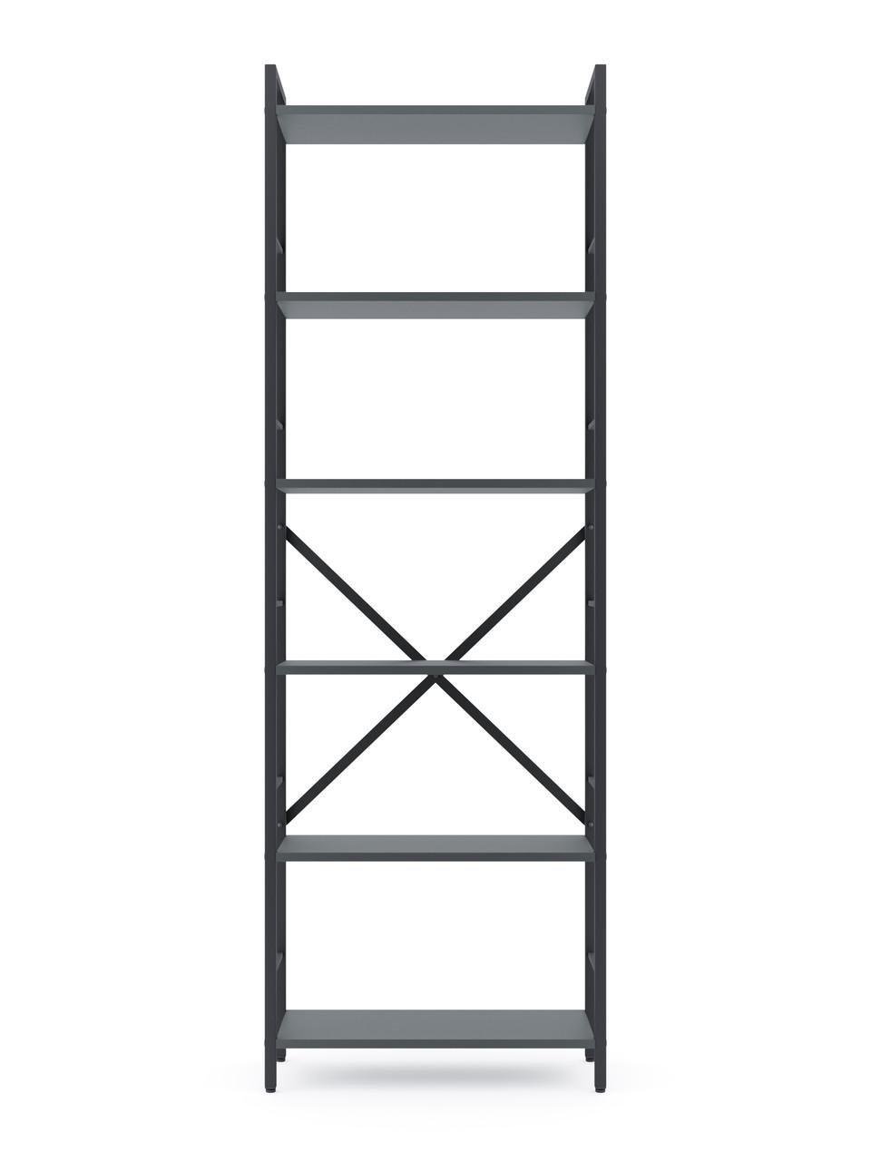 Стелаж Меткас Лофт 35 кг/полицю 6 полиць ЛДСП 1800x600x240 мм Антрацит (2640911723) Стелаж Меткас Лофт 35 кг/полицю 6 полиць ЛДСП 1800x600x240 мм Антрацит (2640911723)