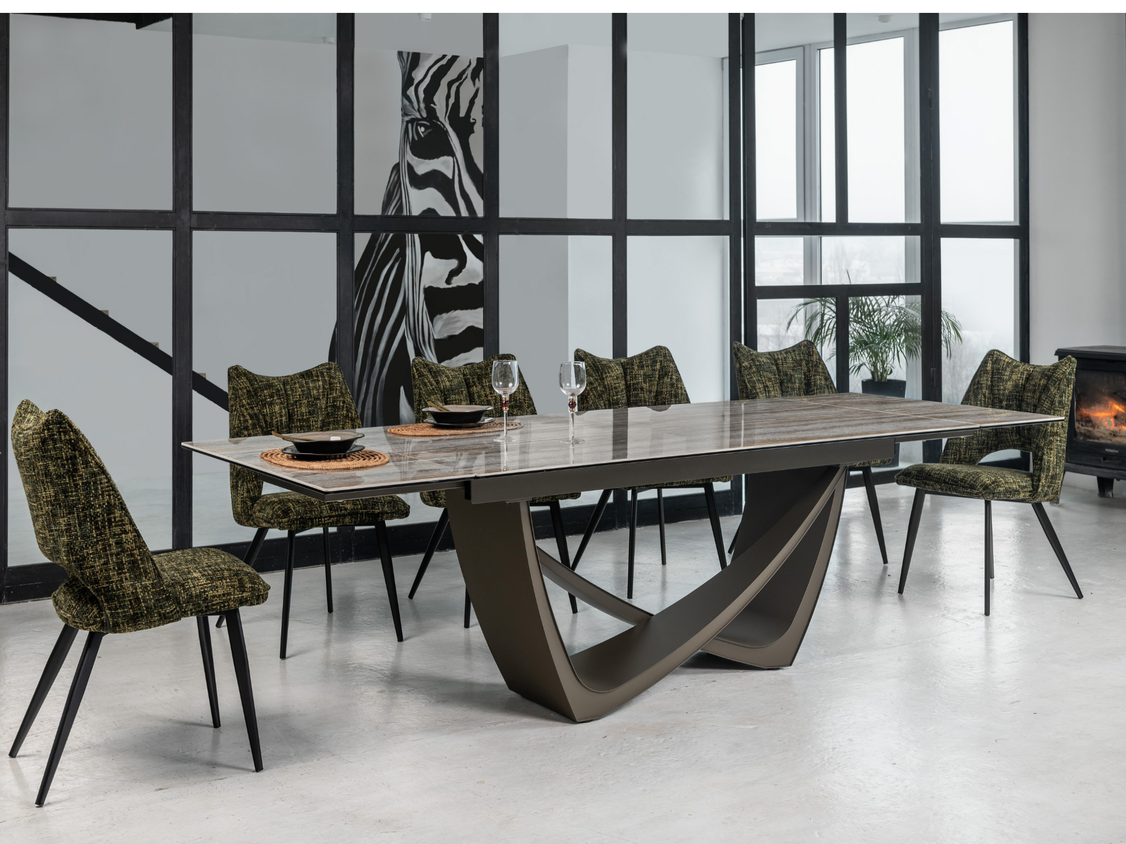 Стол обеденный раздвижной Vetro Mebel Беатриче 1800-2600x1000x760 мм Тайгер травентин/коричневый (TМL-995) - фото 11