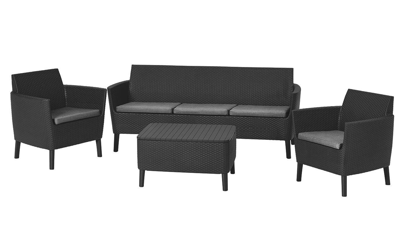 Комплект садових меблів Keter Salemo 3 seater set Графітовий (8711245158709)