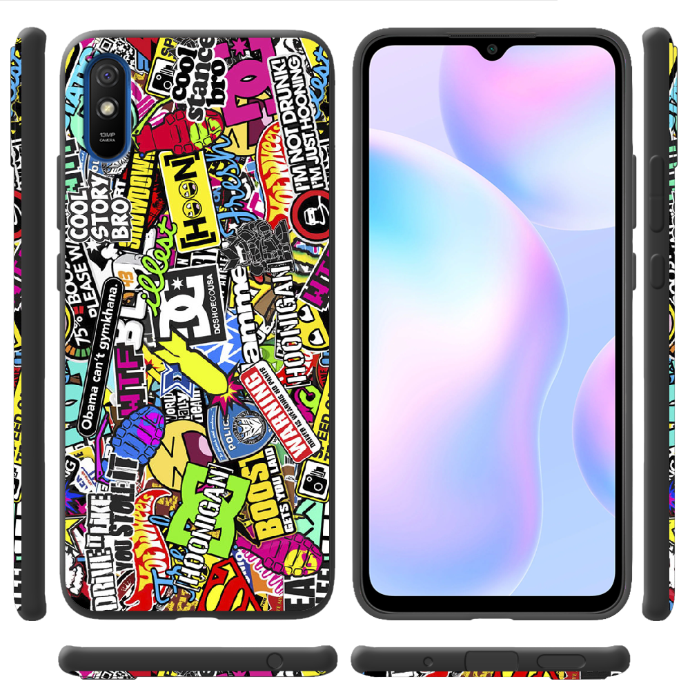 Чехол BoxFace Xiaomi Redmi 9A Multicolored Inscriptions Черный силикон (40304-up880-40509) - фото 2