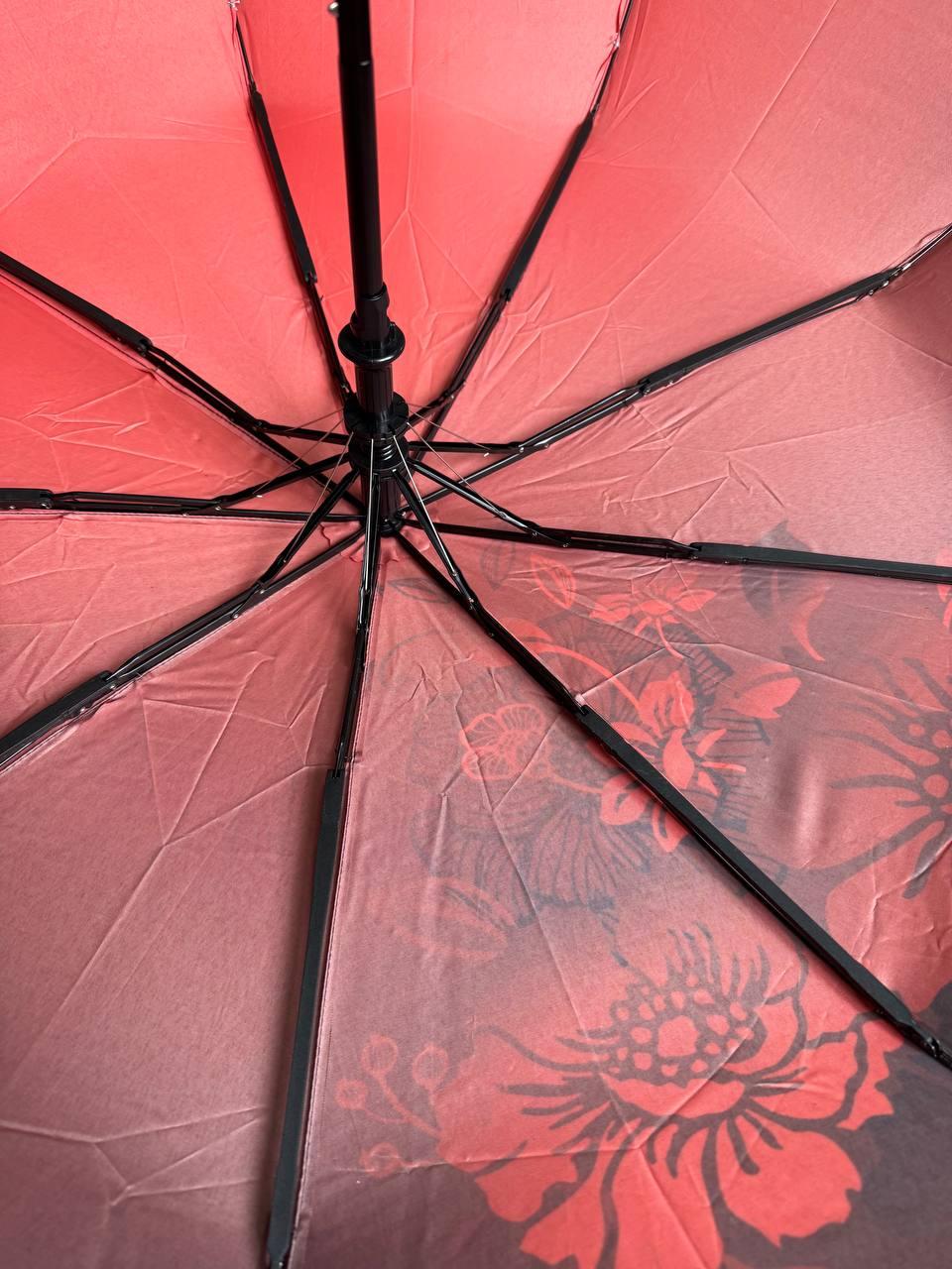 Парасолька жіноча напівавтоматична Срібний дощ 9 спиць Червоний (6025/5) - фото 5
