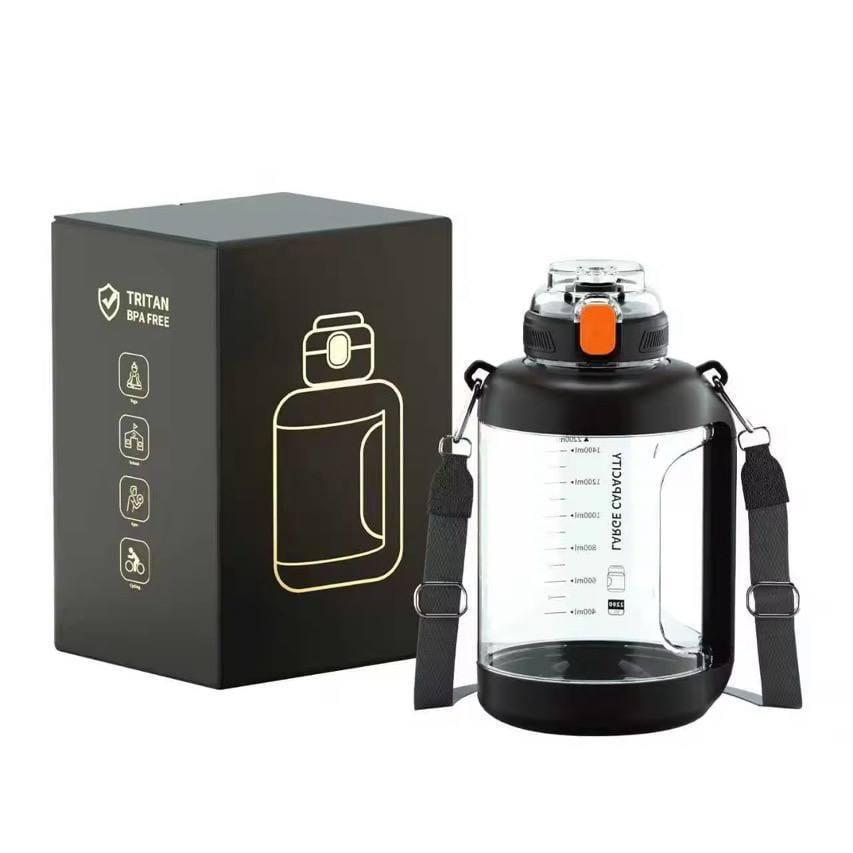 Шейкер тритановий зі зручною ручкою та широким горлом 2200 мл Чорний (2855029114)