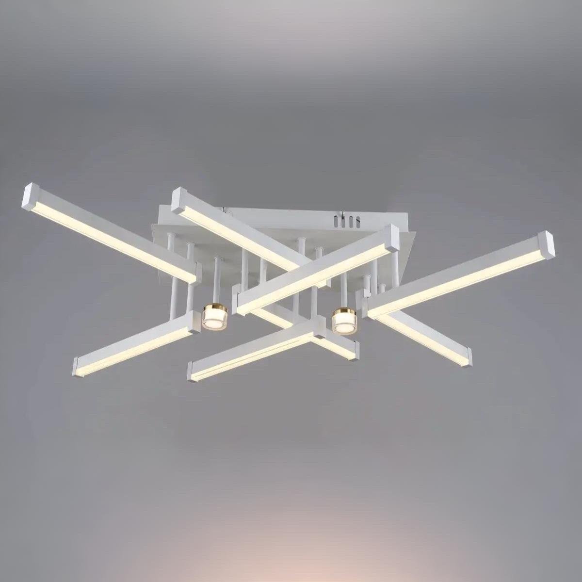 Люстра светодиодная Sirius с акриловыми рассеивателями 52W 3000K/6500K Белый/Золотой (B YH1315/8+2 WT+GD)