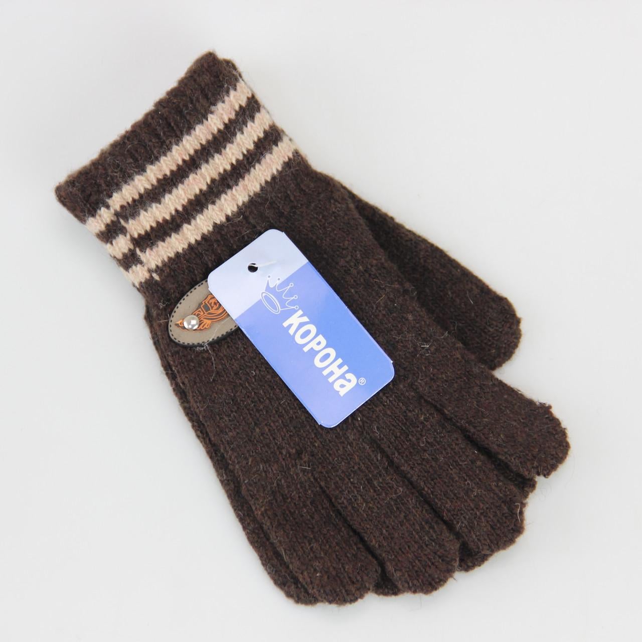 Перчатки детские шерстяные осень/зима 6-9 лет Коричневый (33542)