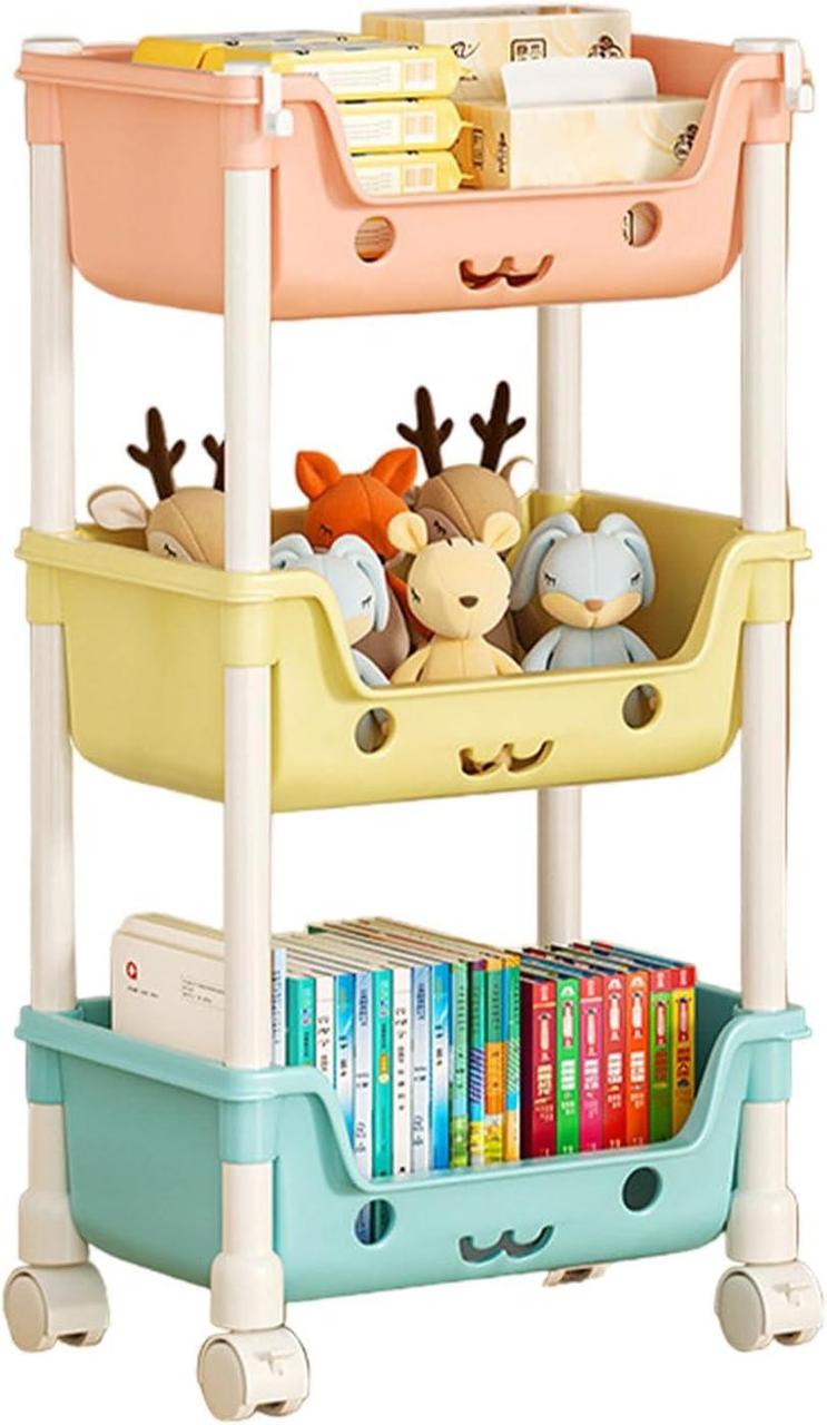 Этажерка для игрушек 3-х секционная на колесика Разноцветный (2268636513) Этажерка для игрушек 3-х секционная на колесика Разноцветный (2268636513)