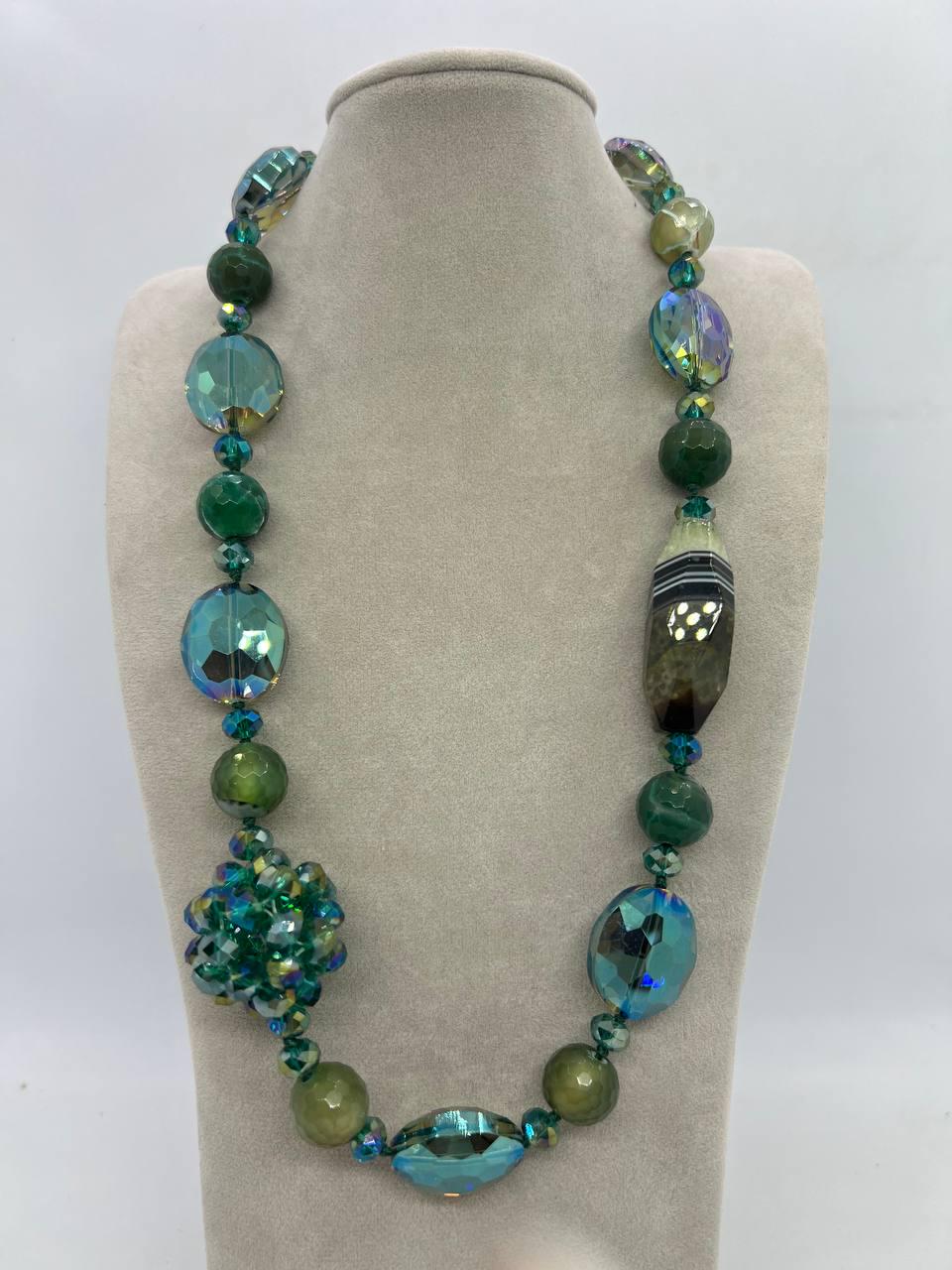 Бусы агат и стекло 50 см Зеленый (12082) Бусы агат и стекло 50 см Зеленый (12082)