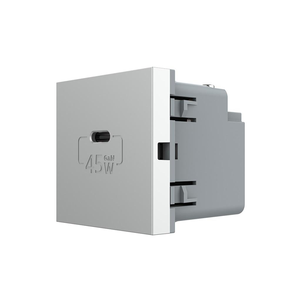 Розетка USB type C Livolo с блоком питания 45W Серый (VL-FCUC-2IP)