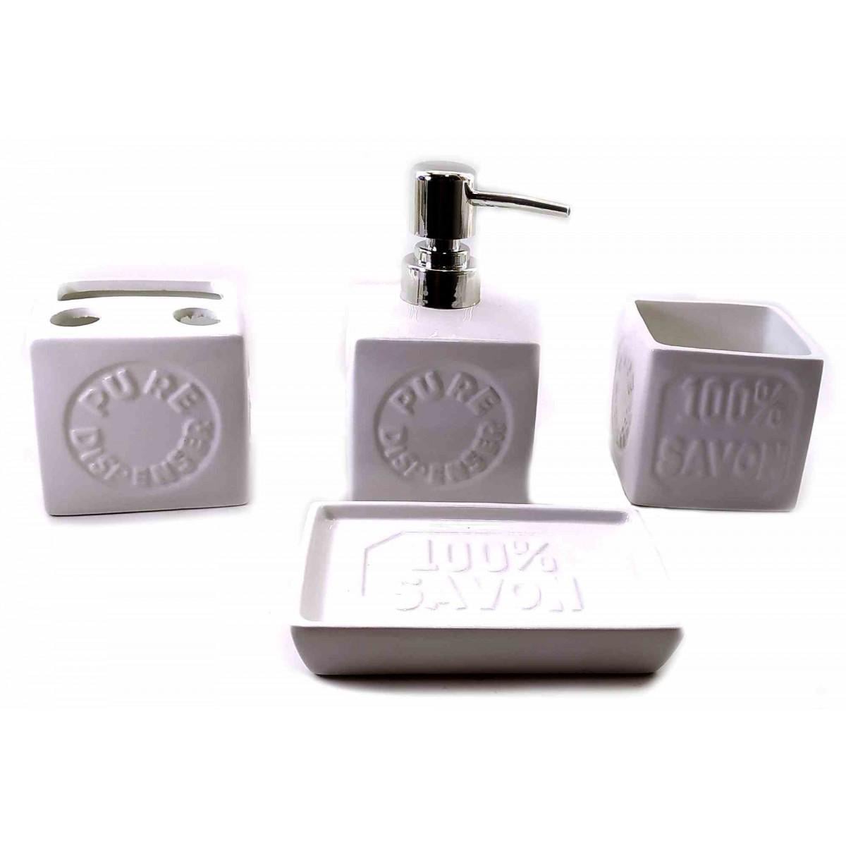 Набор аксессуаров Pureto для ванной комнаты 4 предмета Белый