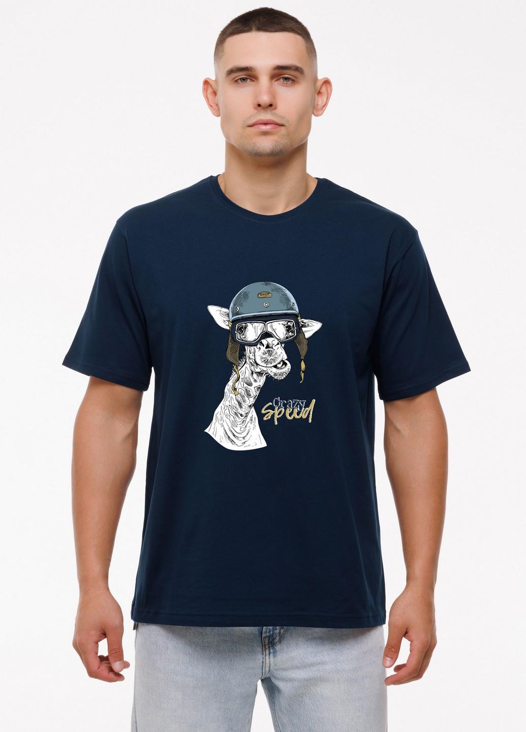 Мужская футболка Crazy speed Наталюкс 2XL Темно-синий (1218039402451)