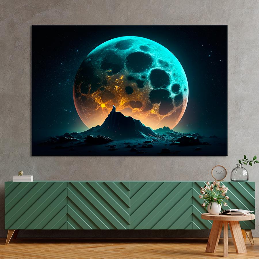 Картина космос Планета над горой 120x80 см (A1306-1)