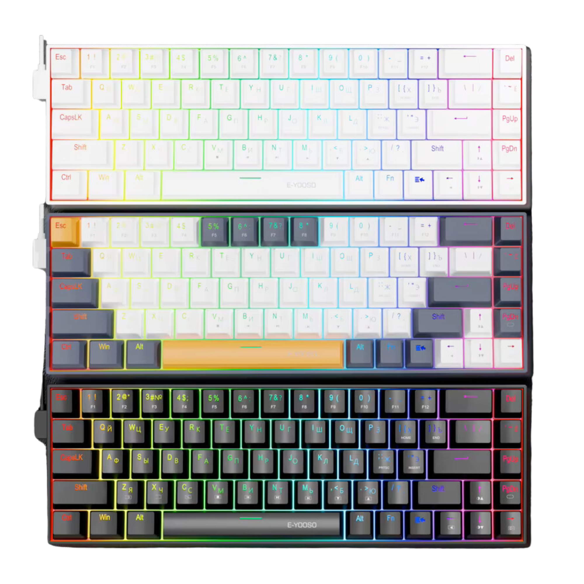 Клавиатура механическая игровая E-YOOSO Z686 с RGB подсветкой и поддержкой Hot-Swap White (23682578) - фото 4 Клавиатура механическая игровая E-YOOSO Z686 с RGB подсветкой и поддержкой Hot-Swap White (23682578) - фото 4