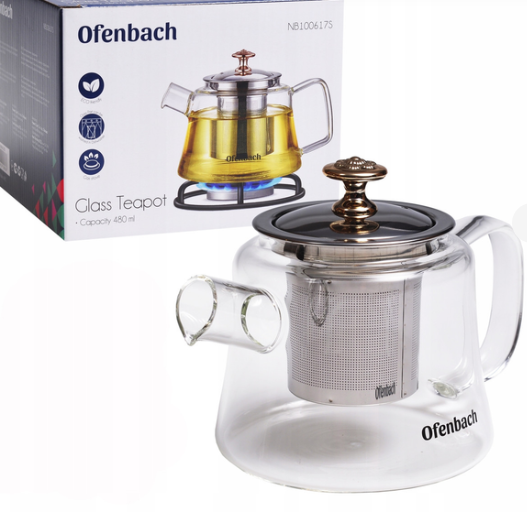 Заварник Ofenbach стекло/нержавеющая сталь со съемным ситечком 1100 мл (100617L) - фото 6 Заварник Ofenbach стекло/нержавеющая сталь со съемным ситечком 1100 мл (100617L) - фото 6