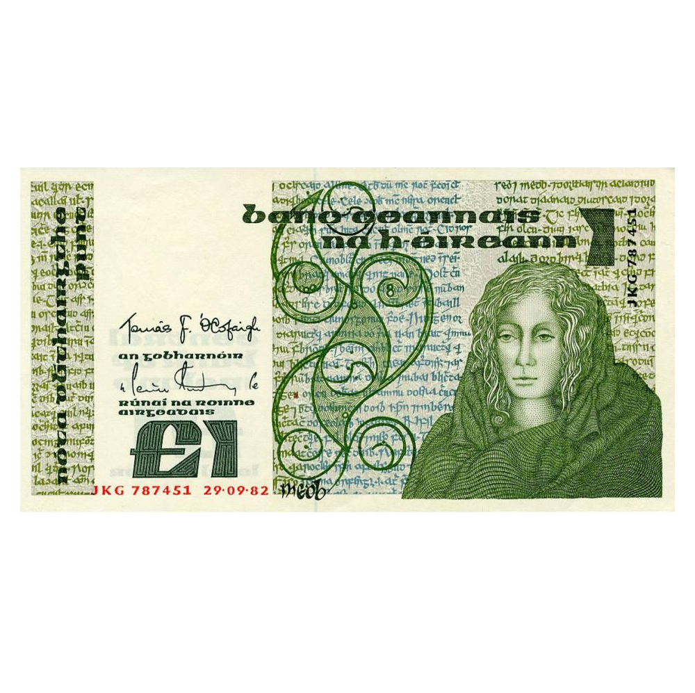 Коллекционная банкнота Ирландия 1 фунт 1982 AU-UNC P70c (Б22439)