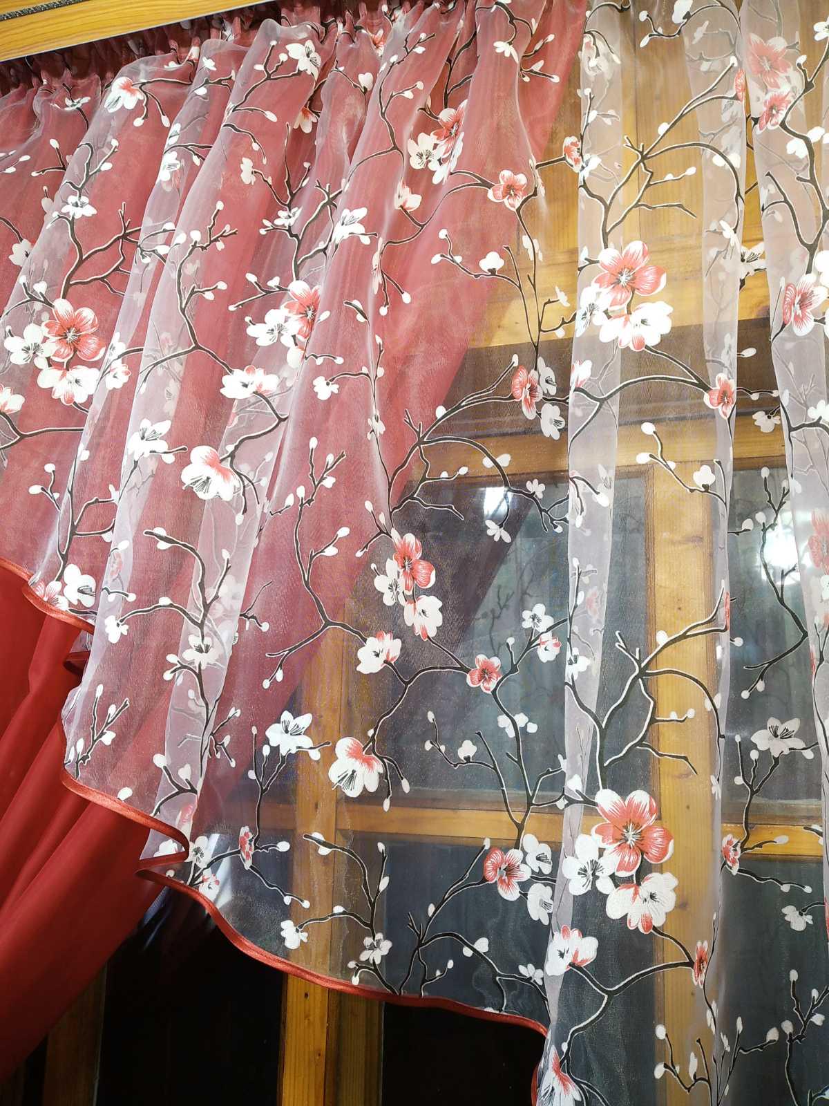 Занавеска короткая готовая Анжелика Бордо левая Сакура (1388581150) - фото 4