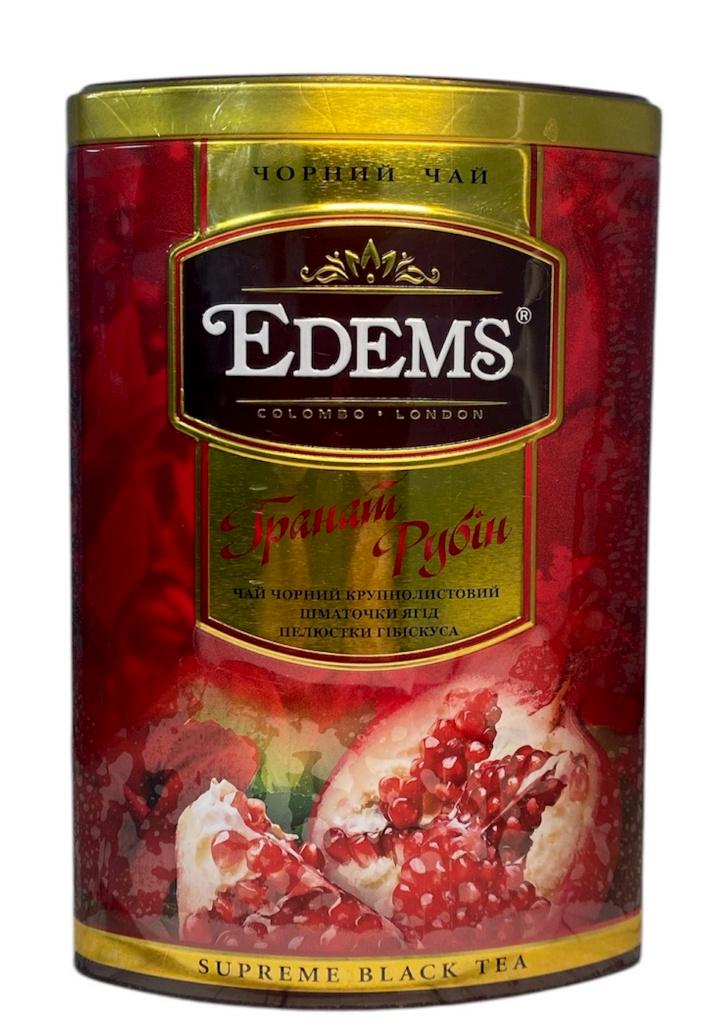Чай Edems Granate Ruby Чорний Гранат Рубін зі шматочками ягід та пелюстками гібіскуса у металевій банці 200 г (60678)