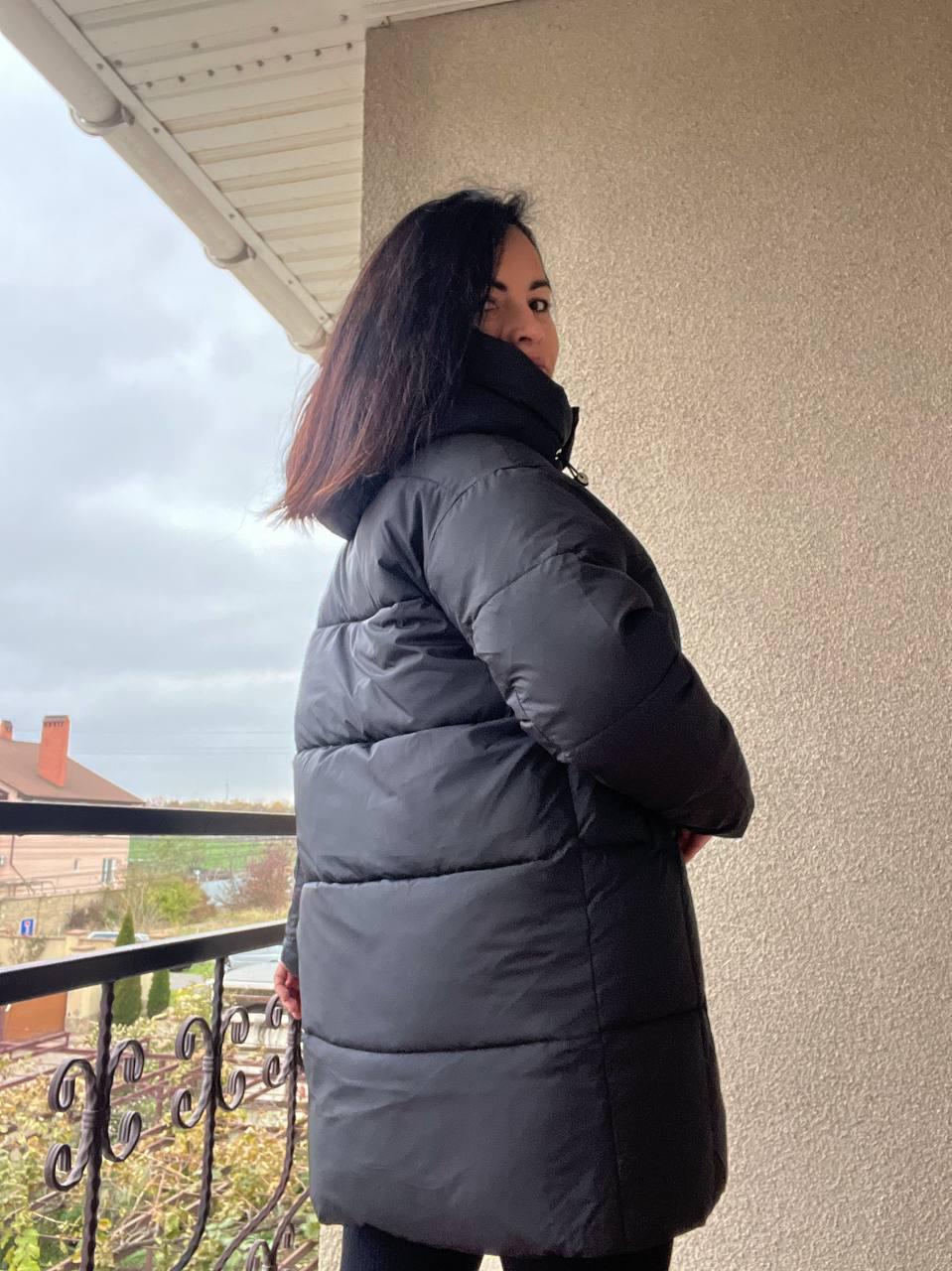 Куртка жіноча Lady Yep 9045 довга стегана з капюшоном пальто р. 44 Чорний (3083) - фото 3