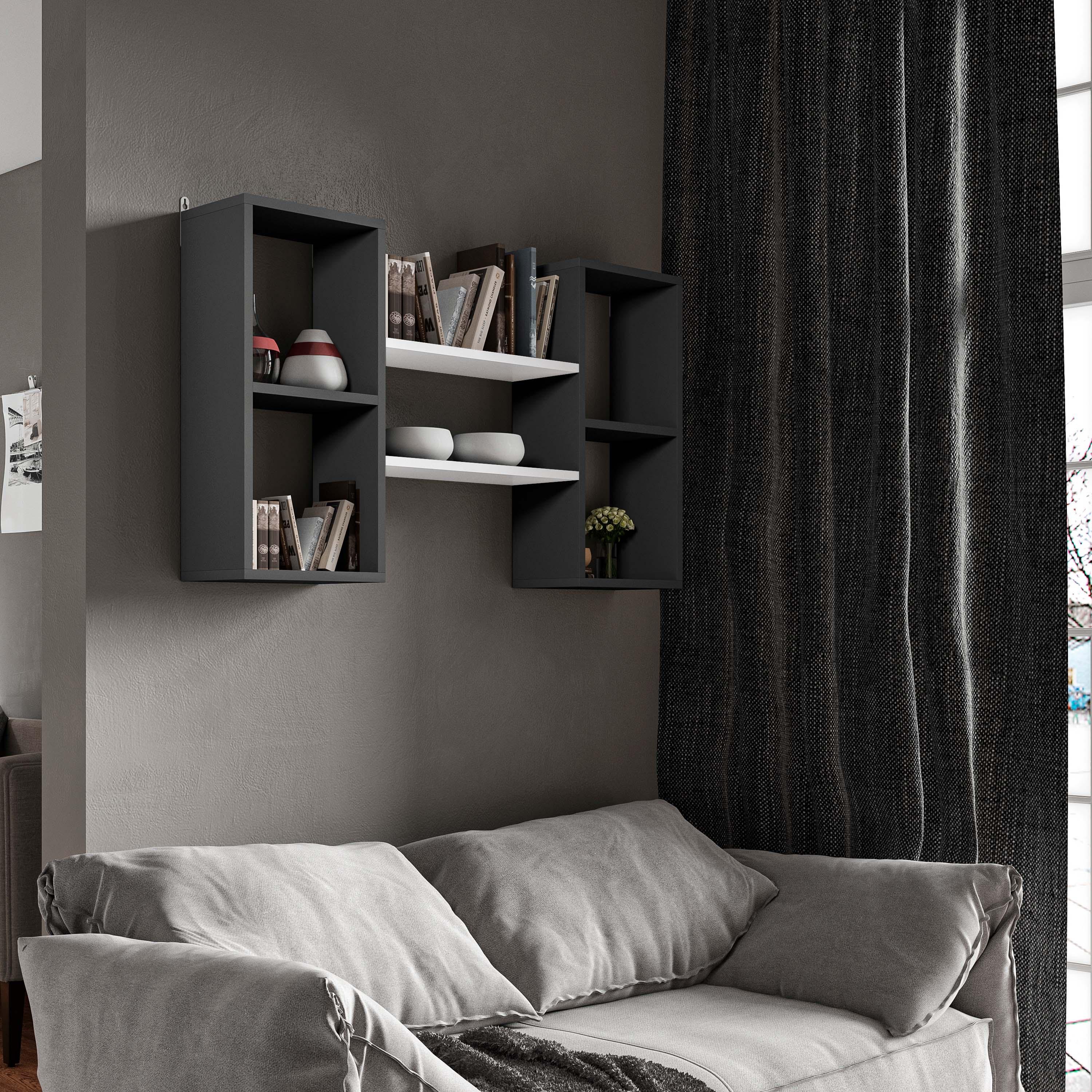 Полочка навесная Т11 101х60х18 см Антрацитовая/Белая (Т11)