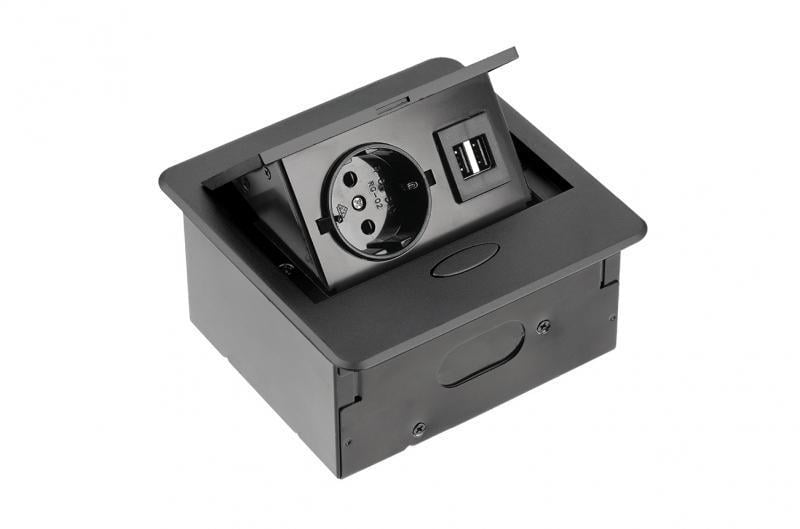 Настольный удлинитель для розеток GTV встроенный AVARO Черный (011223)