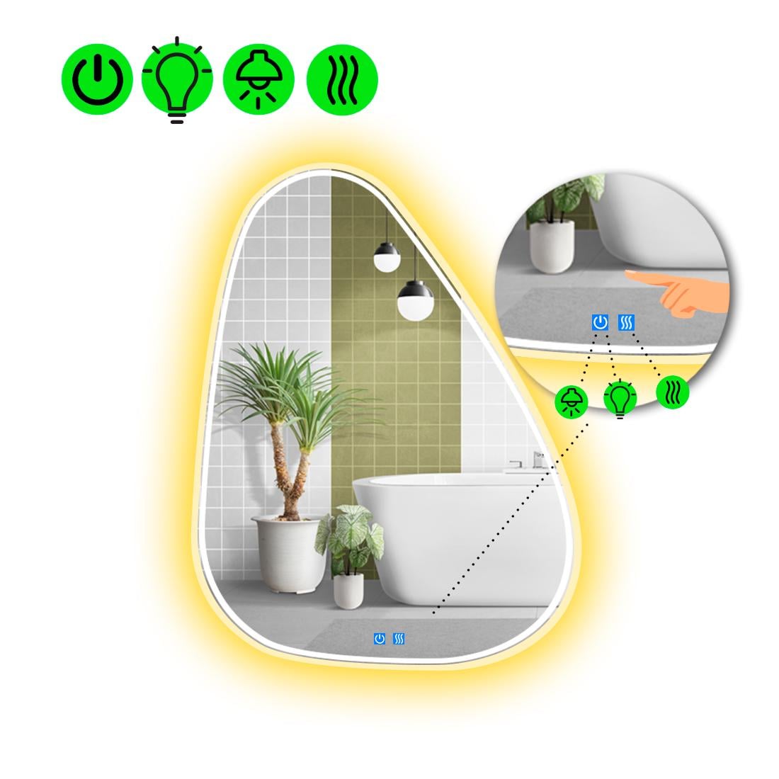 Зеркало с LED подсветкой Doccia 4 с часами и линзой с подсветкой 80x64 см (8775687)