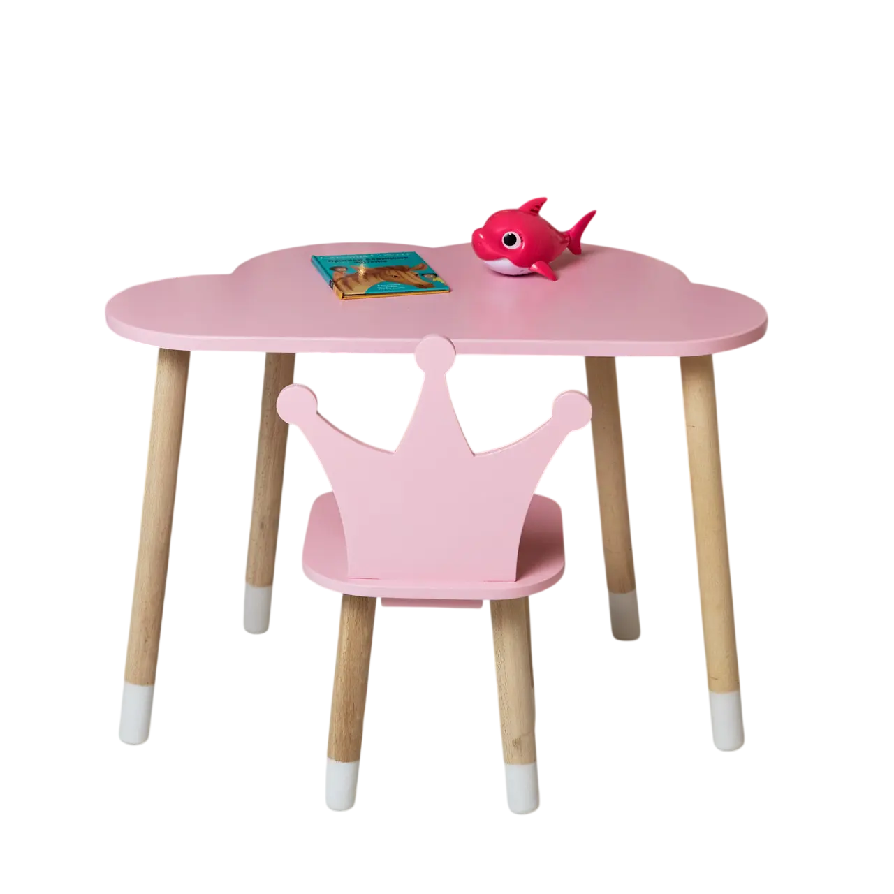 Набор детский столик облако со стулом корона деревянная 46х60х45 см Розовый (150-7-992514)